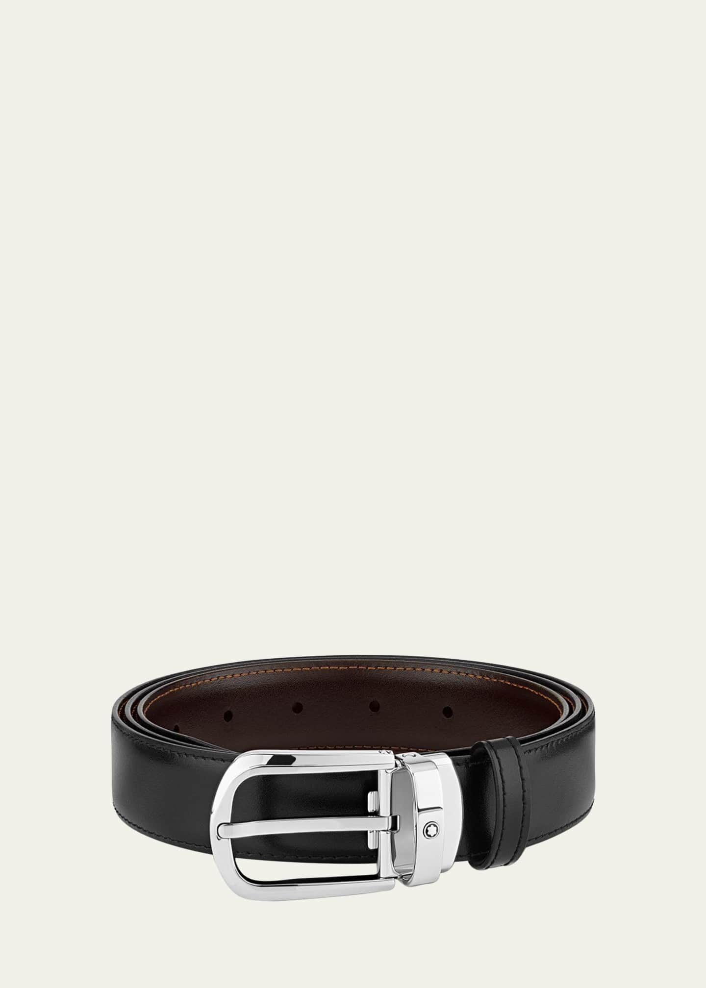 Montblanc Men's Horseshoe-Buckle Reversible Leather Belt Image 1 of 5