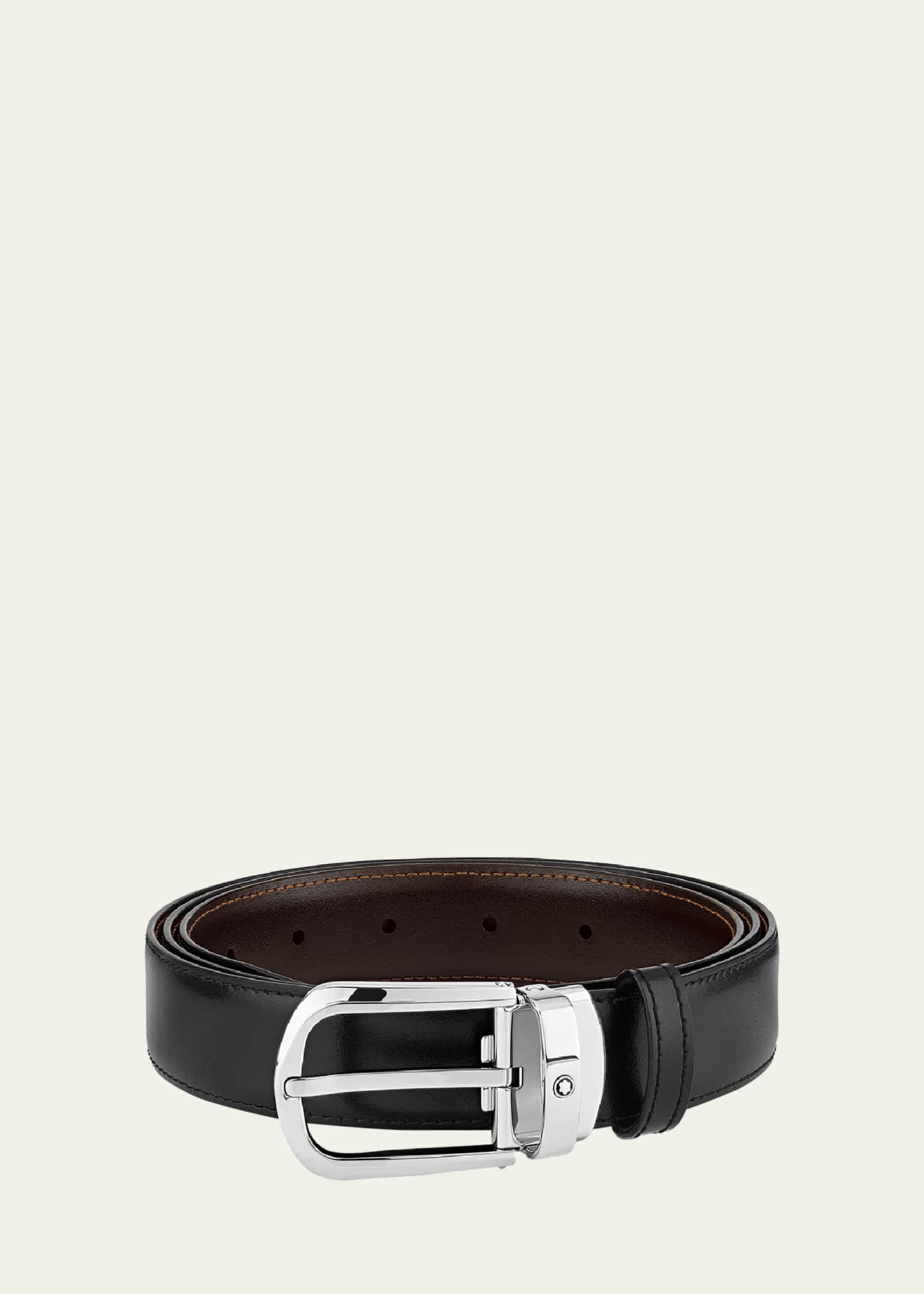 Montblanc Men's Horseshoe-Buckle Reversible Leather Belt Image 5 of 5