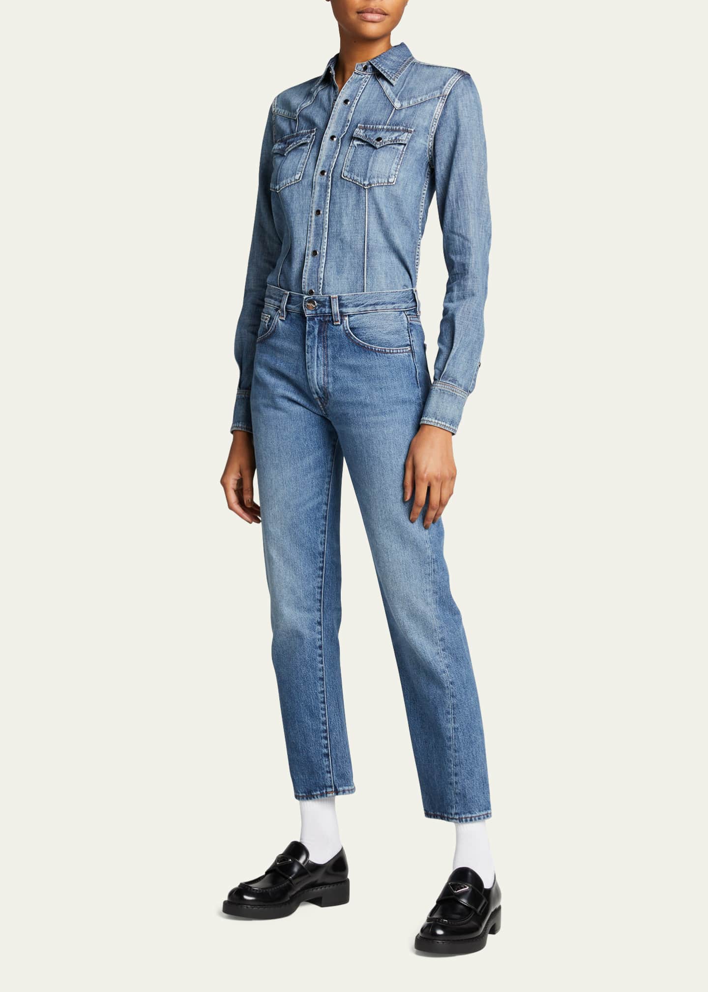 Prada logo loafers womens top