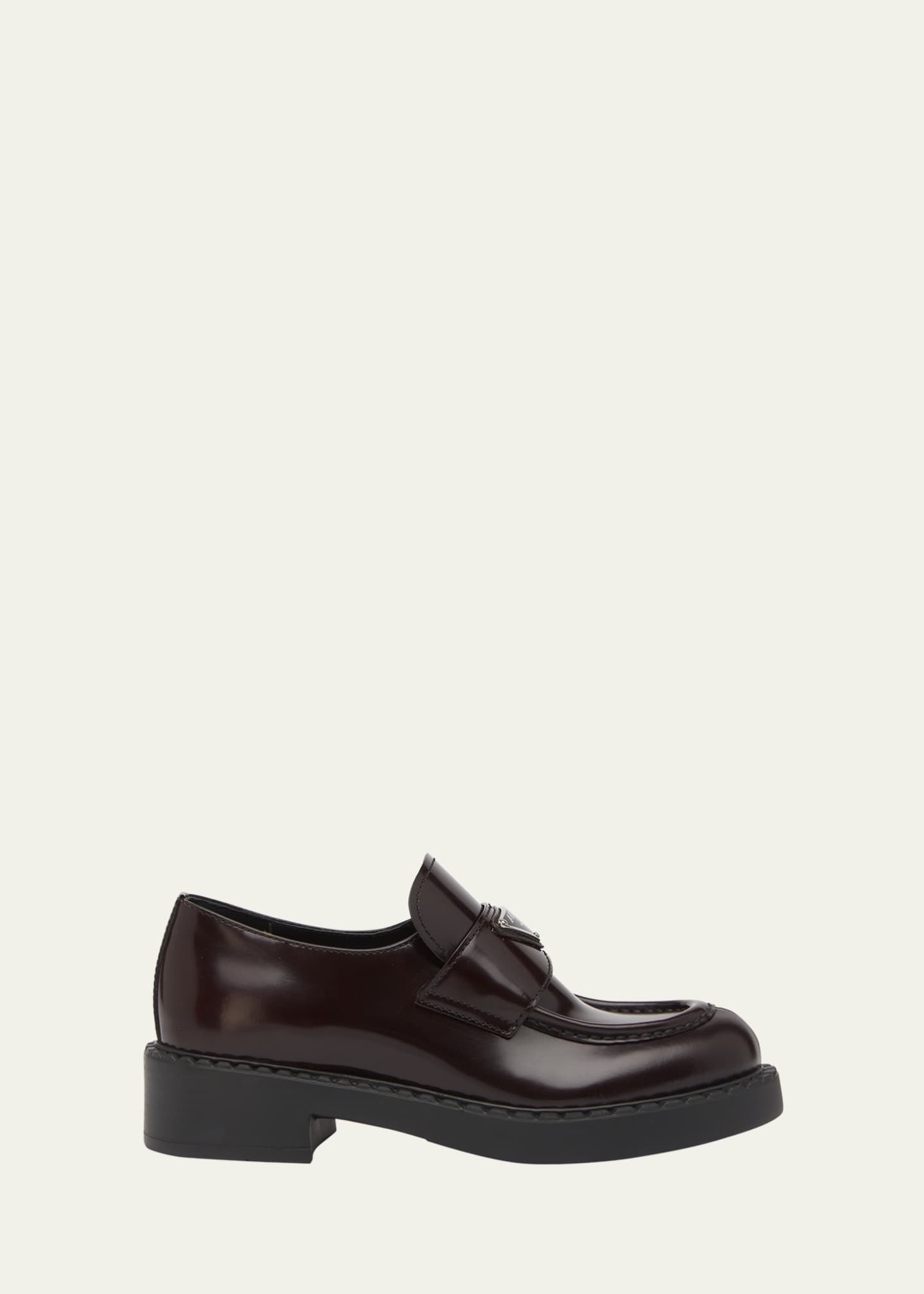 Prada Leather Triangle Logo Loafers