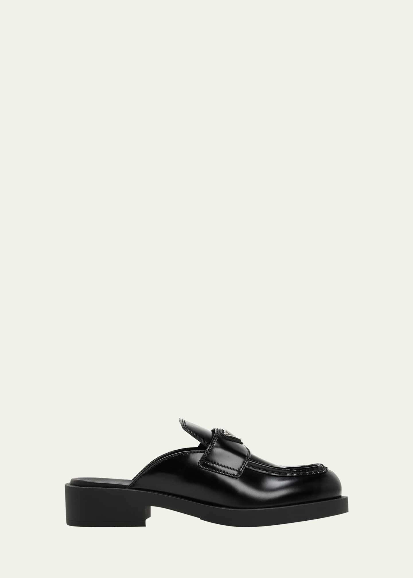 Prada Leather Logo Loafer Mules - Bergdorf Goodman