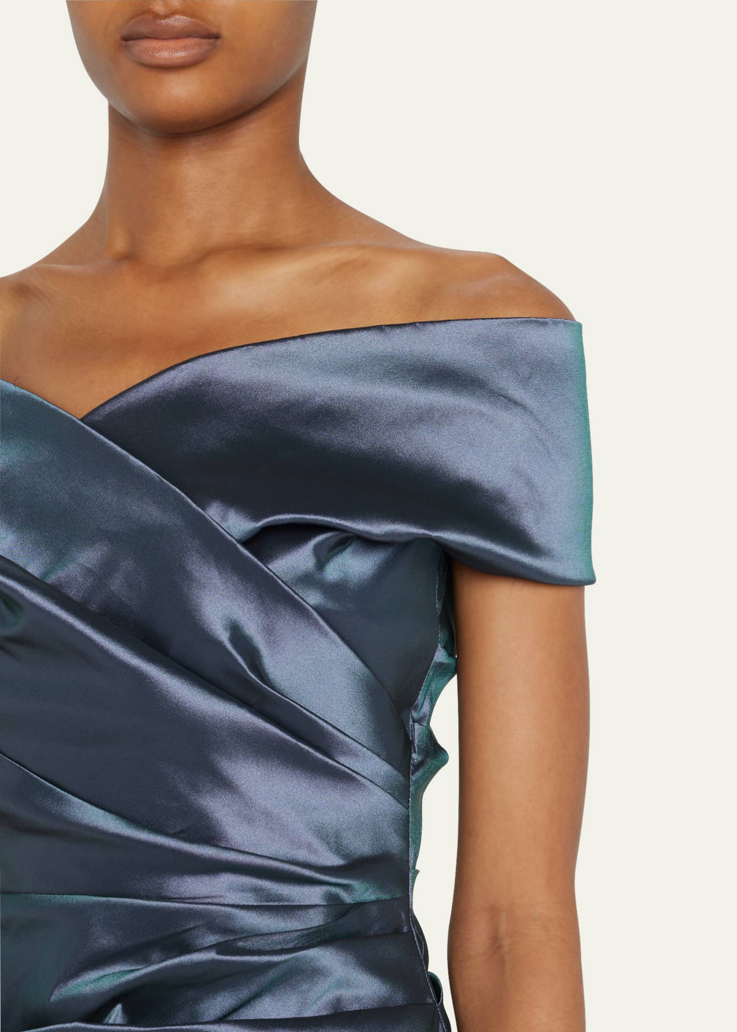 Rickie Freeman for Teri Jon Off-Shoulder Ruched Taffeta Gown Image 5 of 5