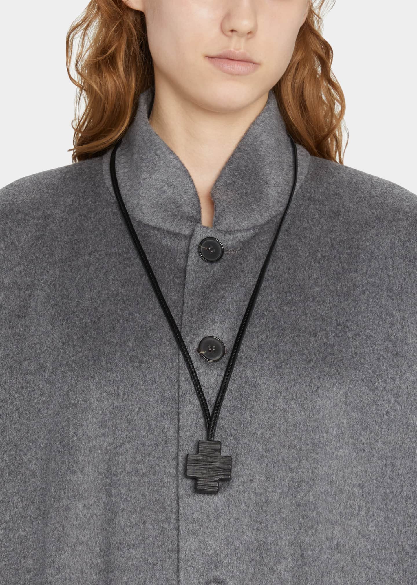 Eskandar Ebony Wooden Cross Pendant Necklace Image 2 of 4