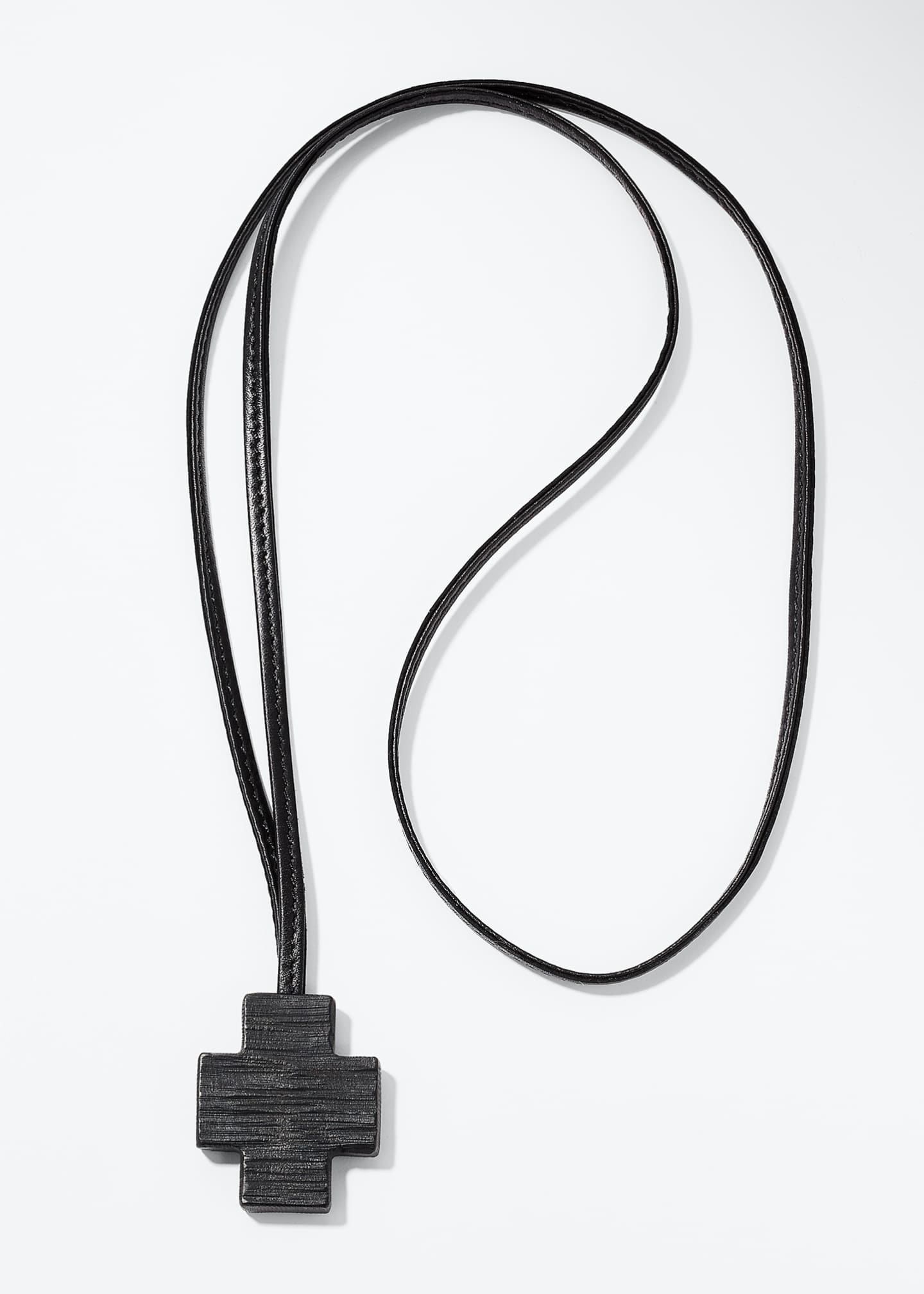 Eskandar Ebony Wooden Cross Pendant Necklace Image 3 of 4