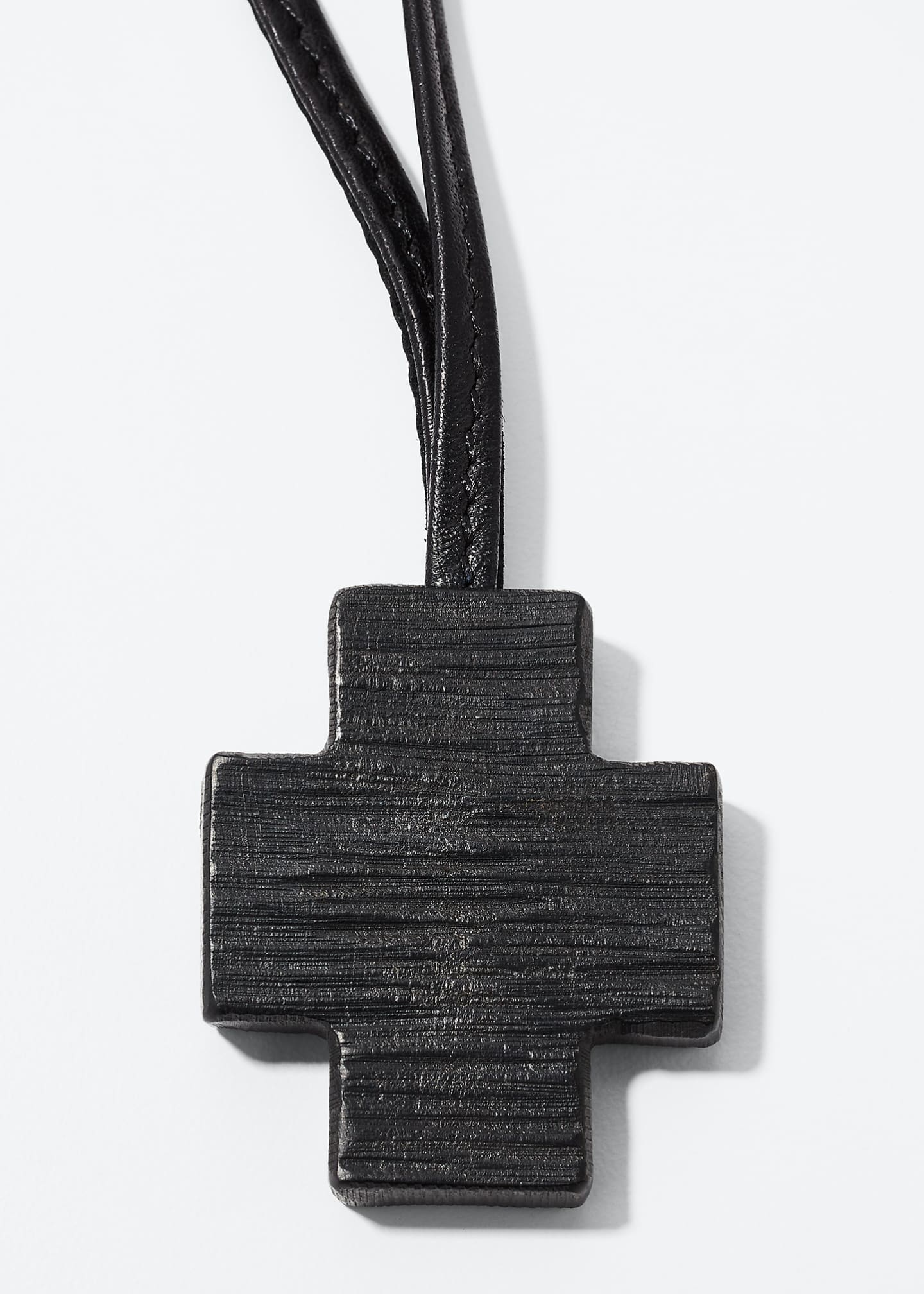 Eskandar Ebony Wooden Cross Pendant Necklace Image 1 of 4
