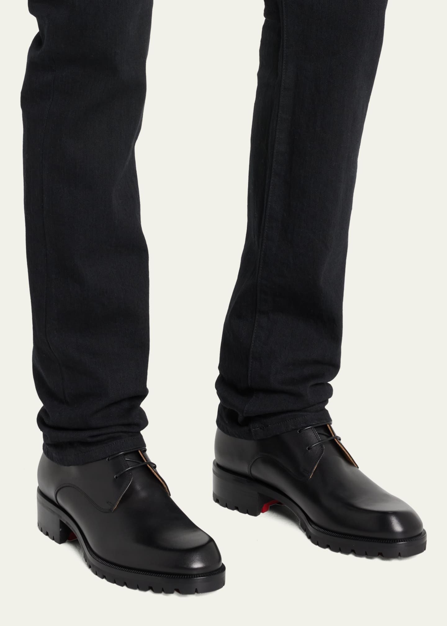 Christian Louboutin Men's Trapman Red Sole Leather Combat Boots ...