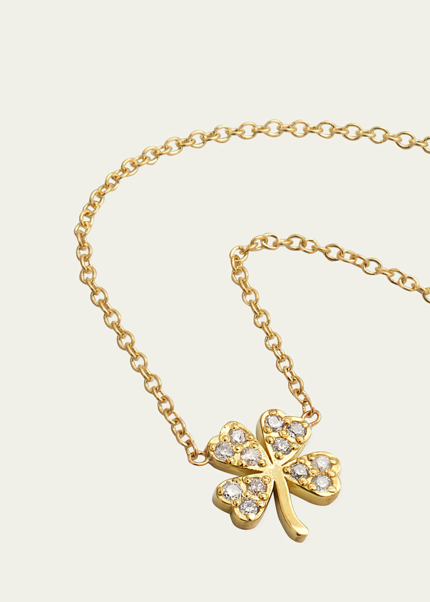 Jennifer Meyer 18k Mini Diamond Four-Leaf Clover Necklace Image 3 of 4