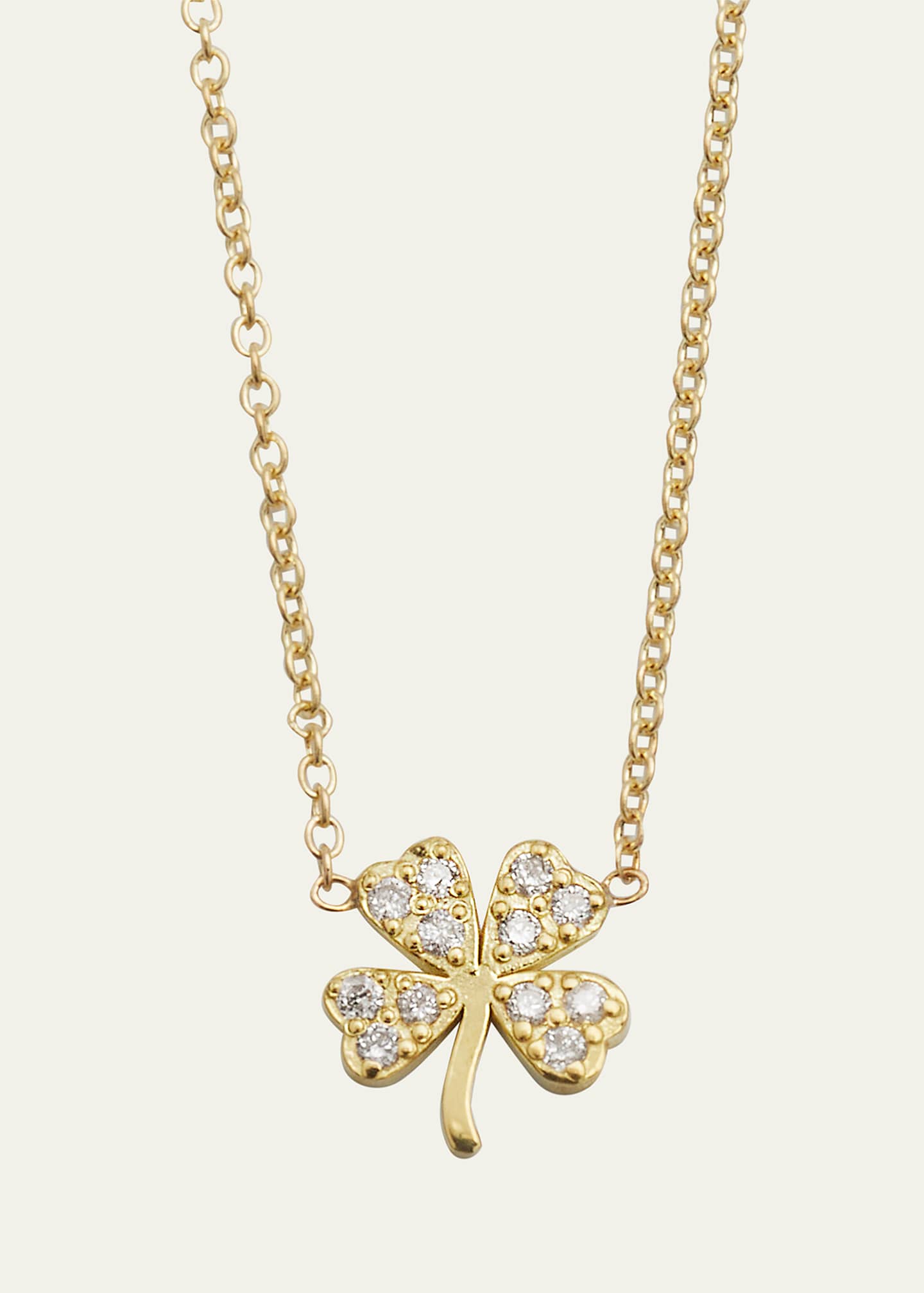 Jennifer Meyer 18k Mini Diamond Four-Leaf Clover Necklace Image 1 of 4