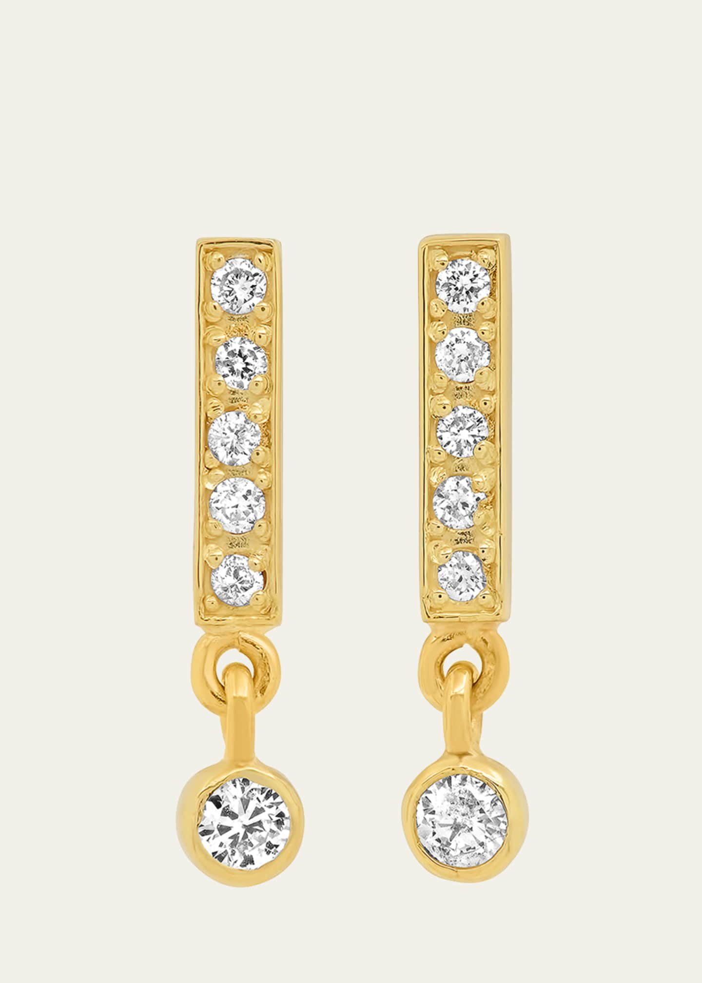 Jennifer Meyer Diamond Bar Stud Mini Bezel Drop Earrings Image 1 of 4