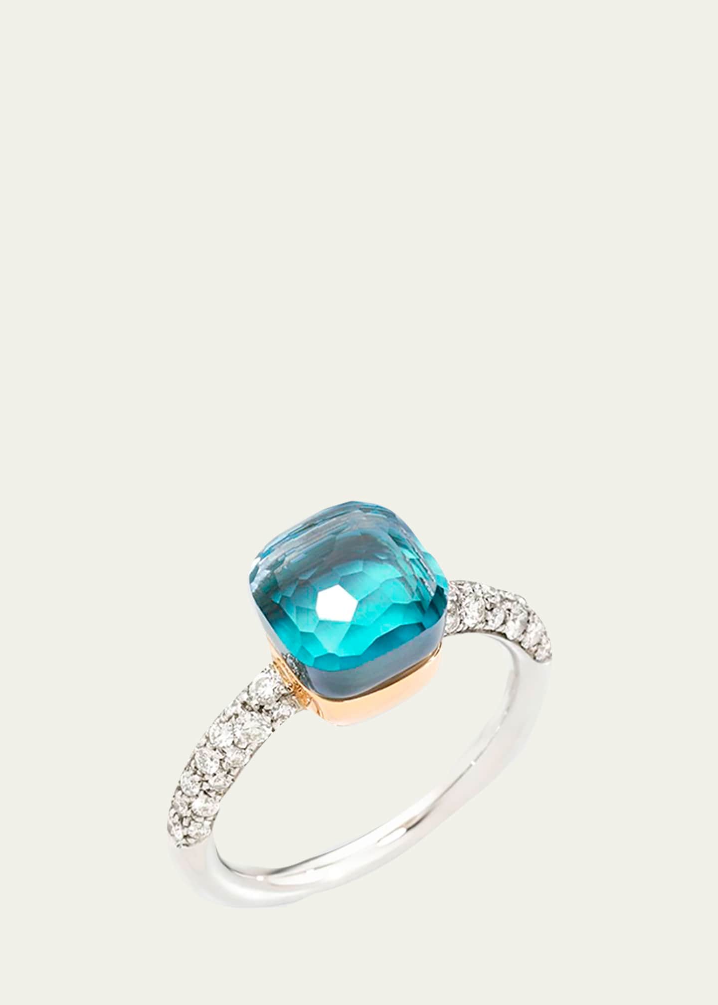 Nudo Deep Blue Petite 18k Gold Sky Blue Topaz Agate and Diamond Ring