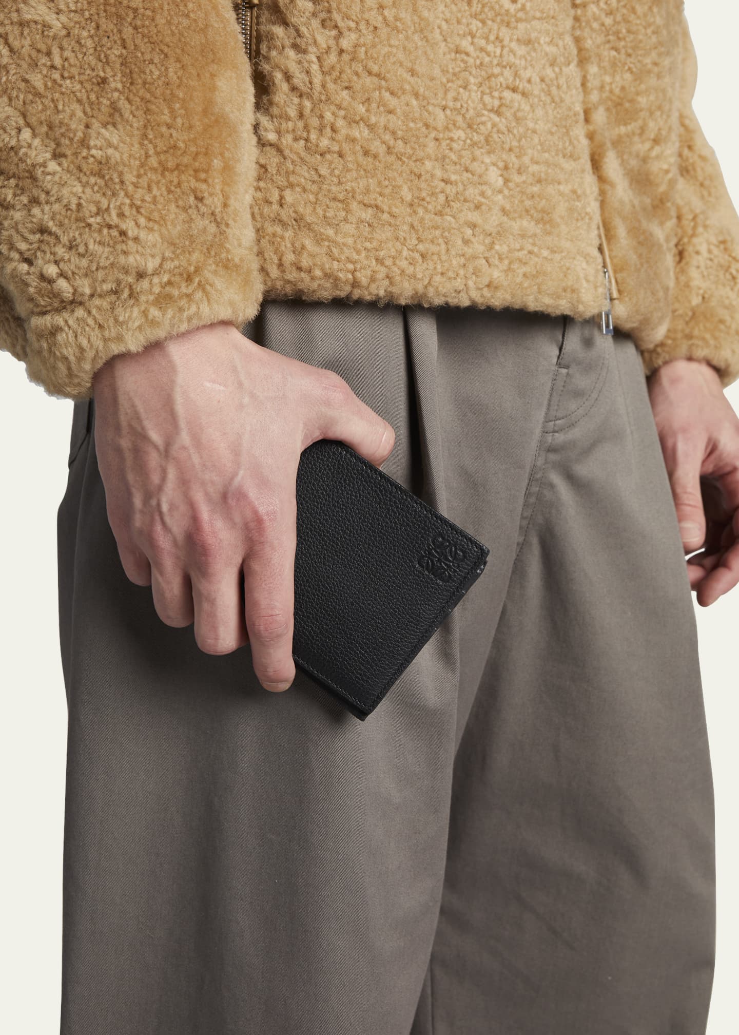 Loewe Men s Debossed Anagram Leather Bifold Wallet