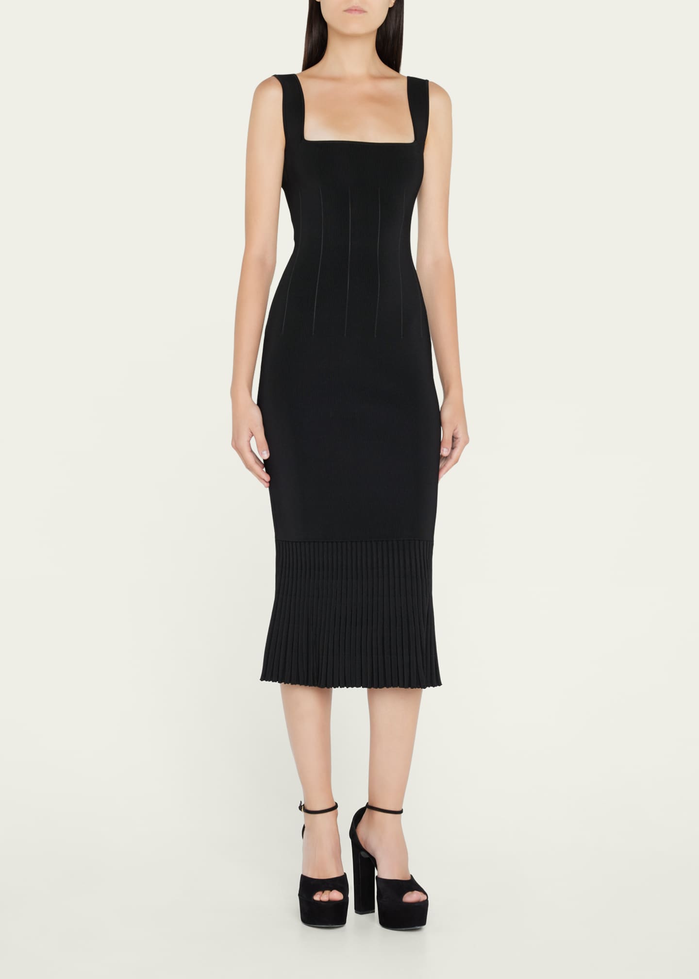 Galvan Atlanta SquareNeck Knit Bodycon Dress Bergdorf Goodman