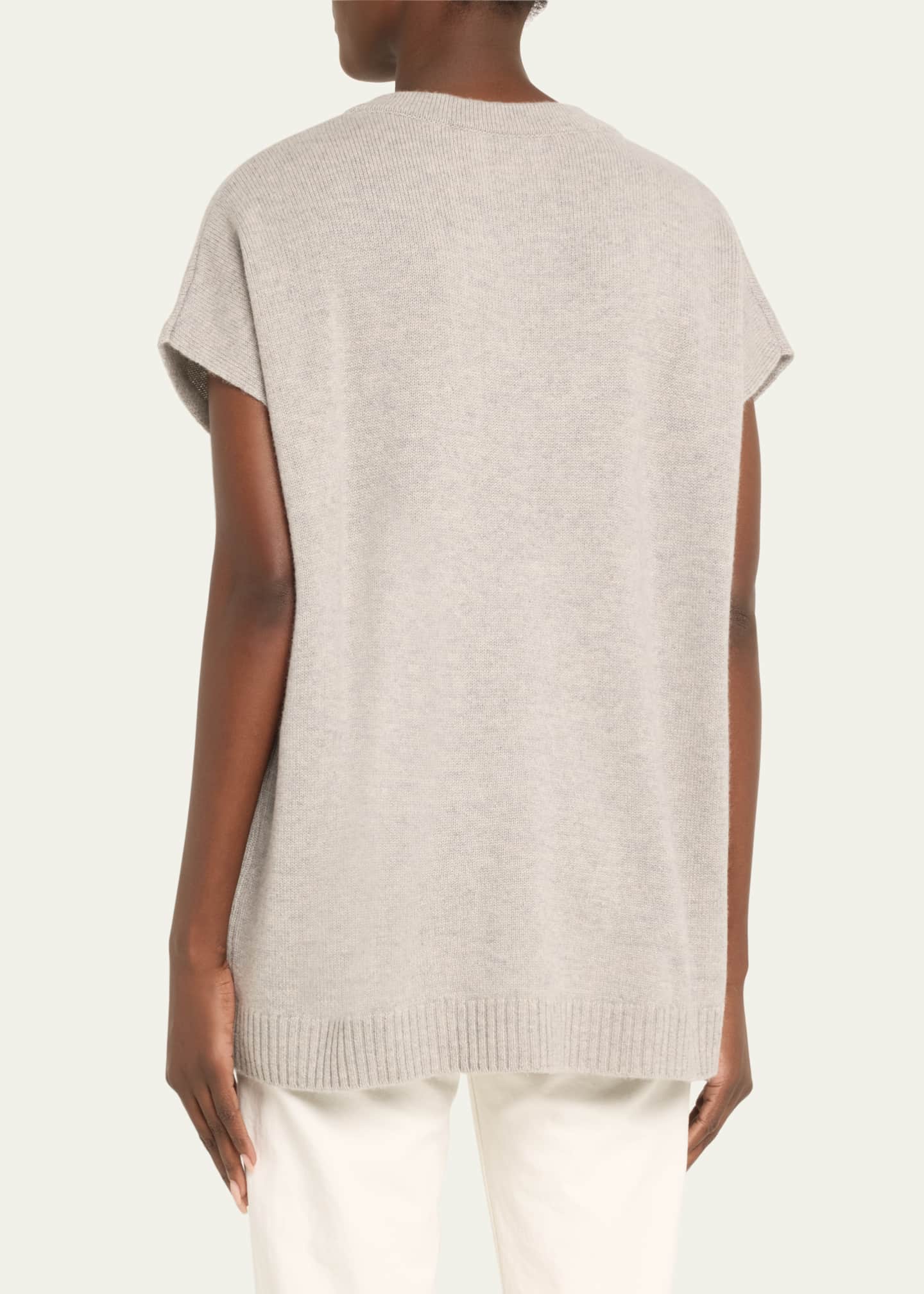Lisa Yang Linn Deep-V Short-Sleeve Cashmere Sweater - Bergdorf Goodman