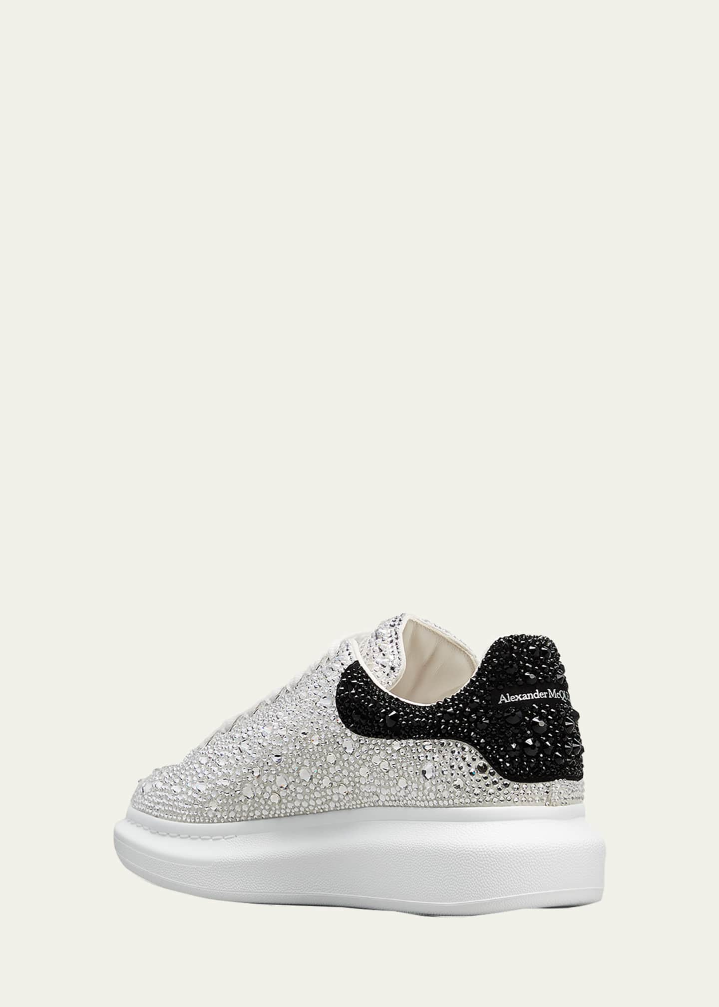 Alexander McQueen Men's Oversized Larry Allover Crystal Platform Sneakers