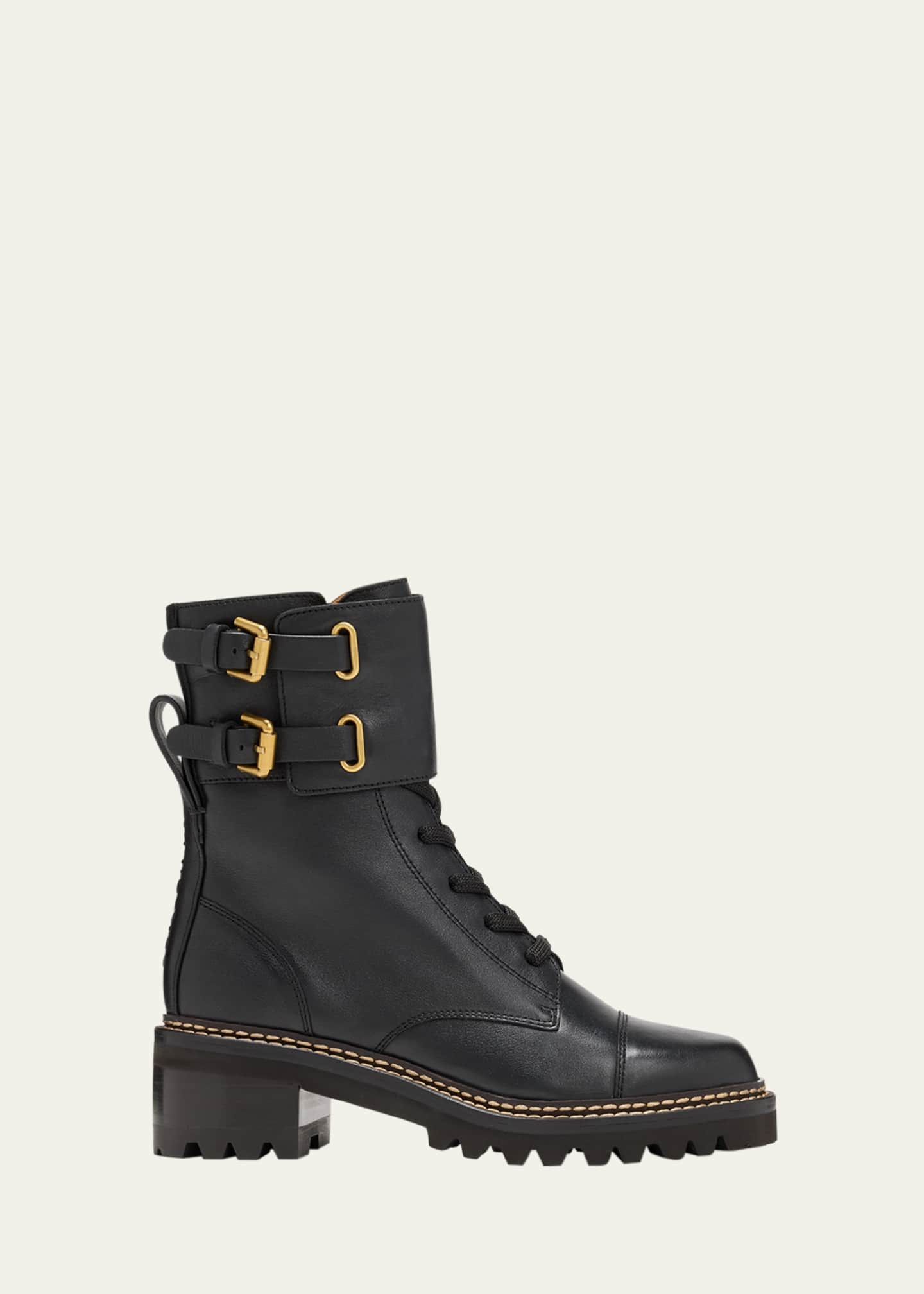 See by Chloe Mallory Buckle-Cuff Moto Combat Booties - Bergdorf Goodman