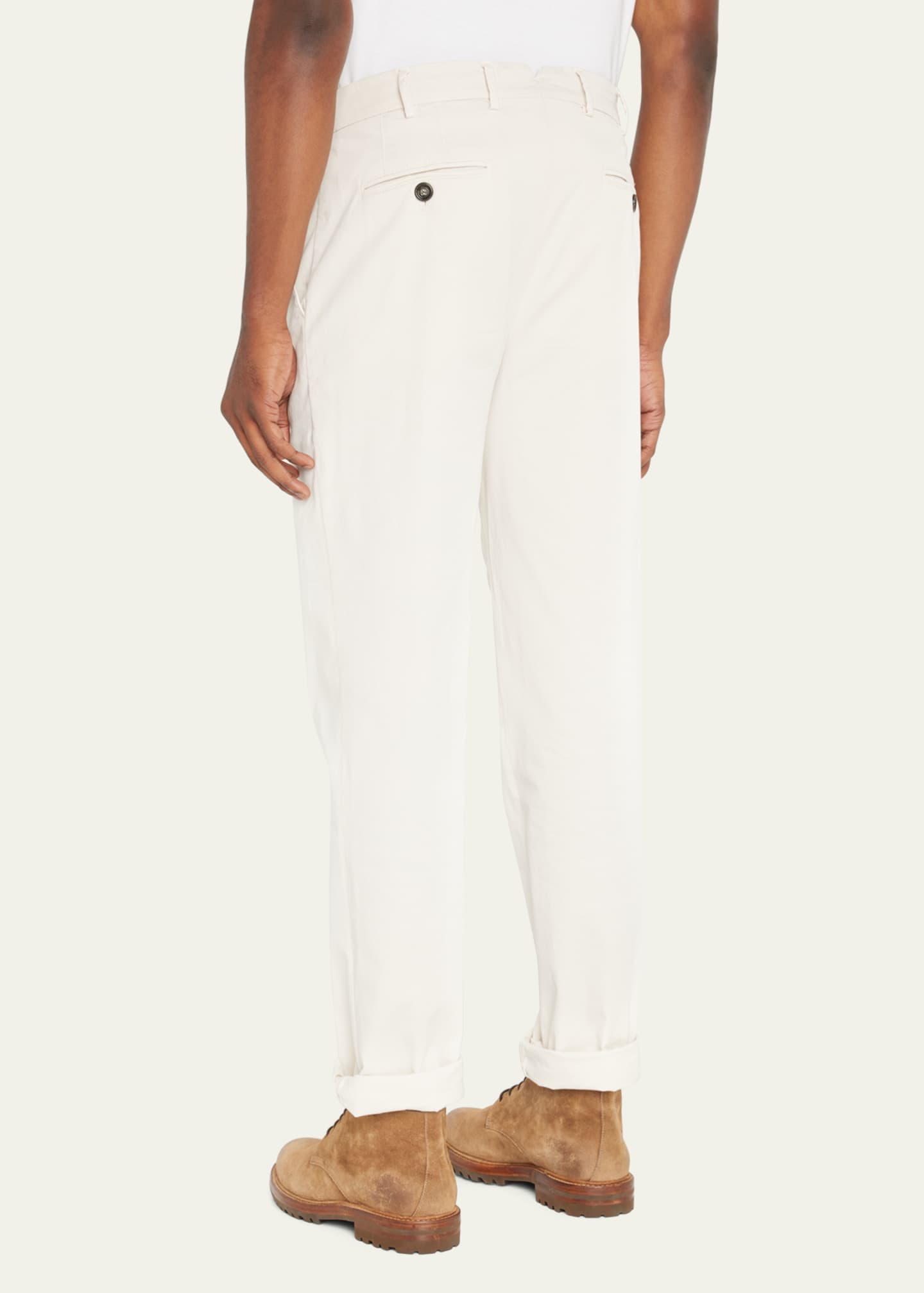 Brunello Cucinelli Men's American Pima Italian-Fit Chino Trousers Image 3 of 5