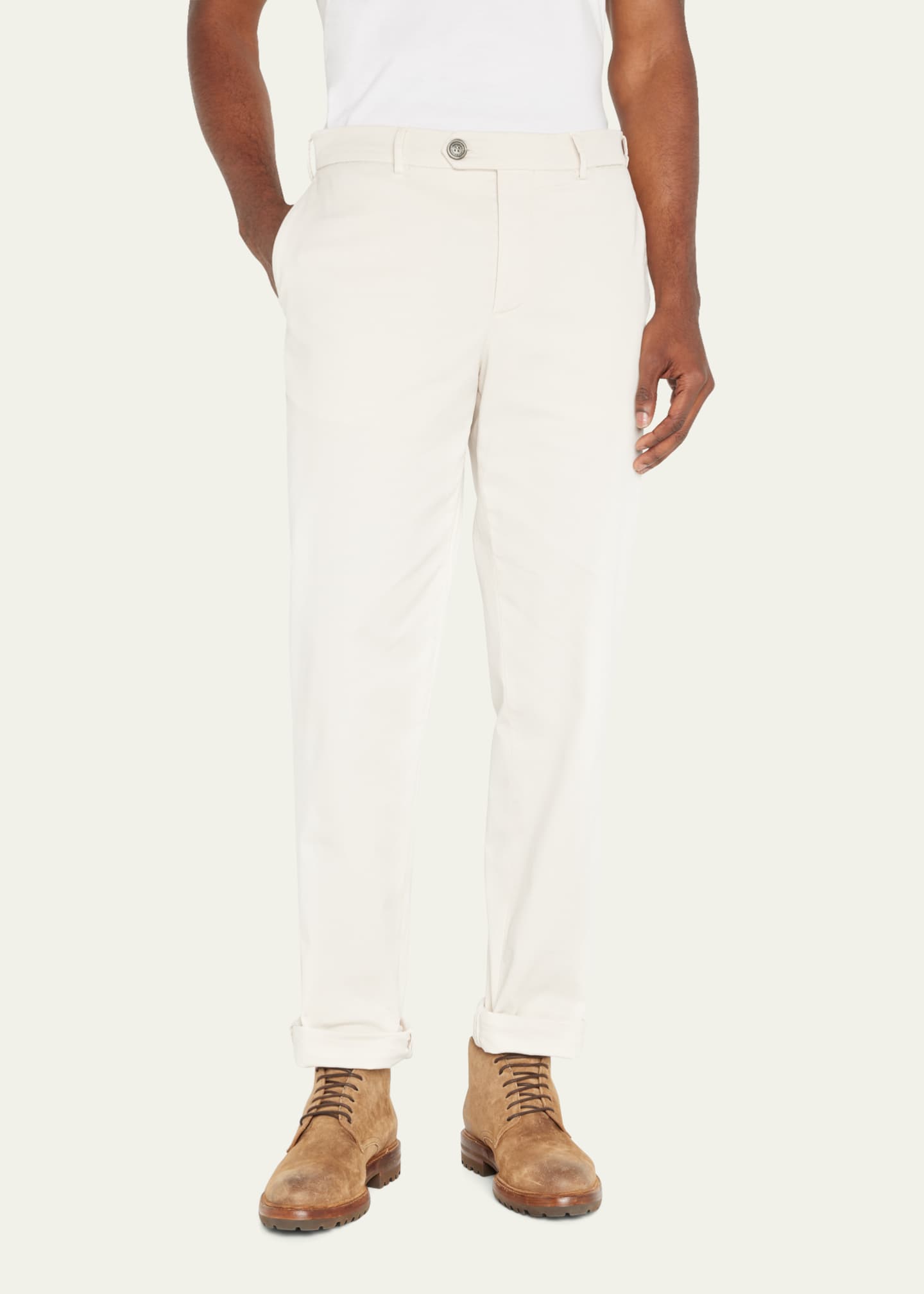 Brunello Cucinelli Men's American Pima Italian-Fit Chino Trousers Image 4 of 5