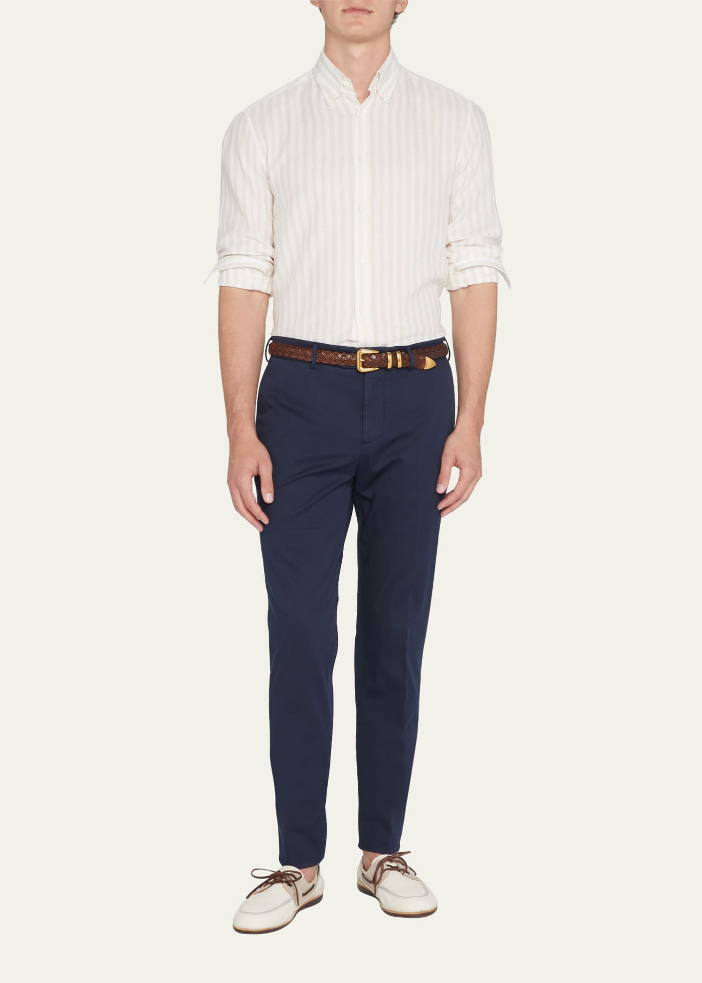 Brunello Cucinelli Men's American Pima Italian-Fit Chino Trousers Image 2 of 5