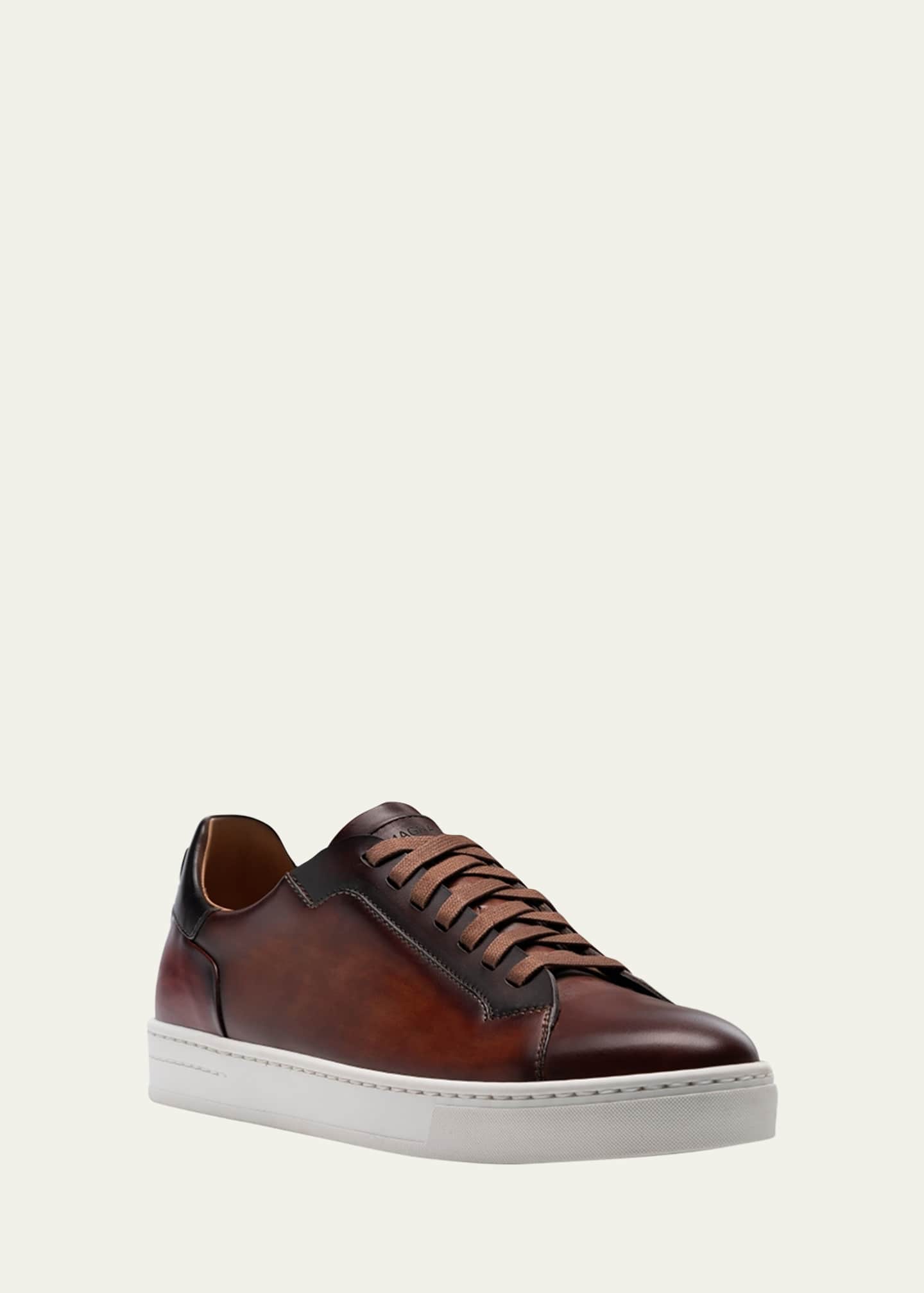 Magnanni Men's Amadeo Burnished Leather Low-Top Sneakers Image 2 of 2