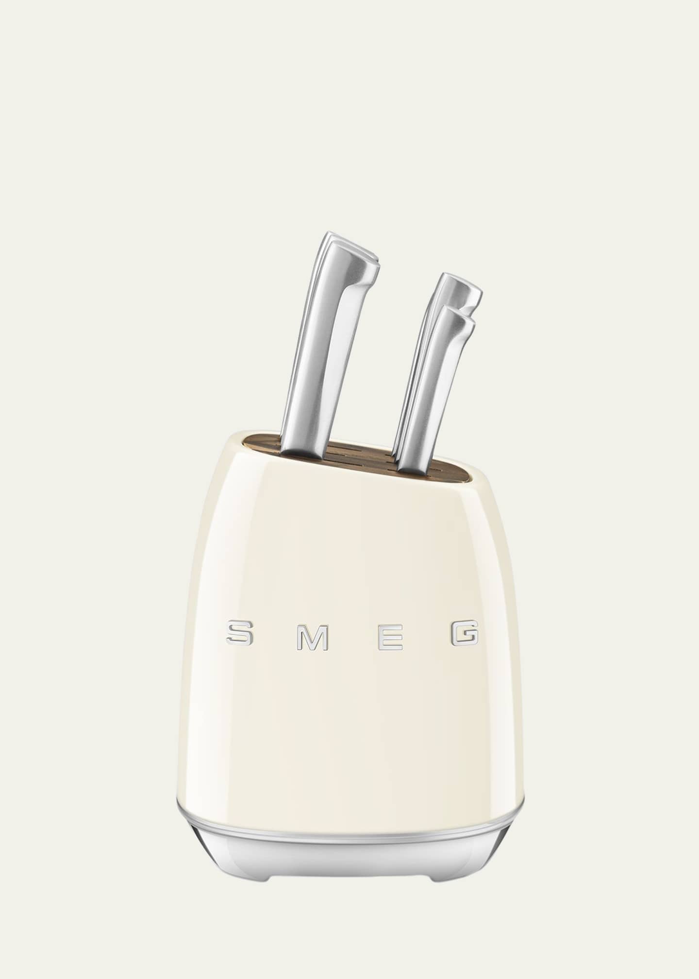 Smeg 7Piece Knife Block Set, Cream Bergdorf Goodman