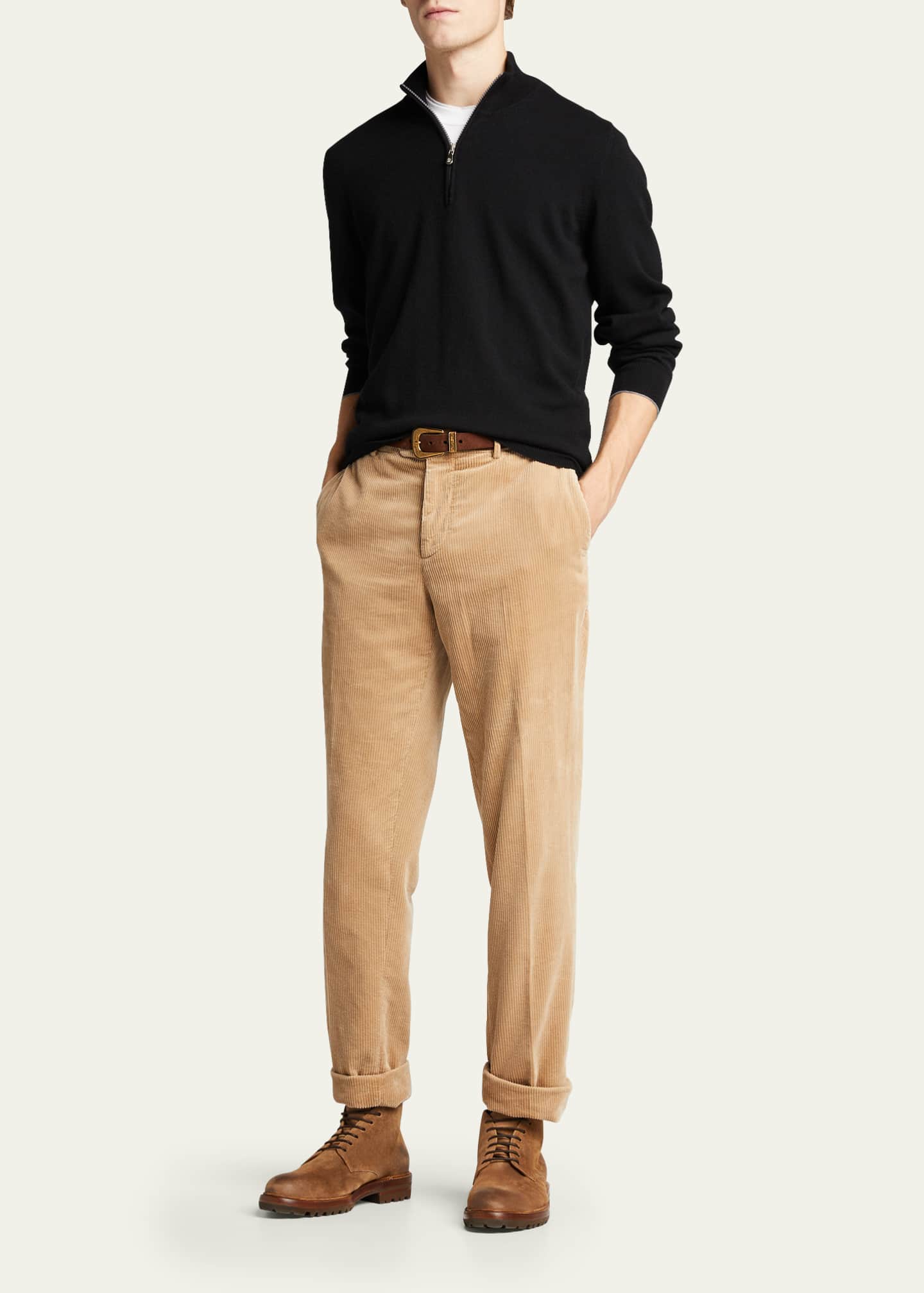 Brunello Cucinelli Men's Cashmere 1/4-Zip Sweater - Bergdorf Goodman