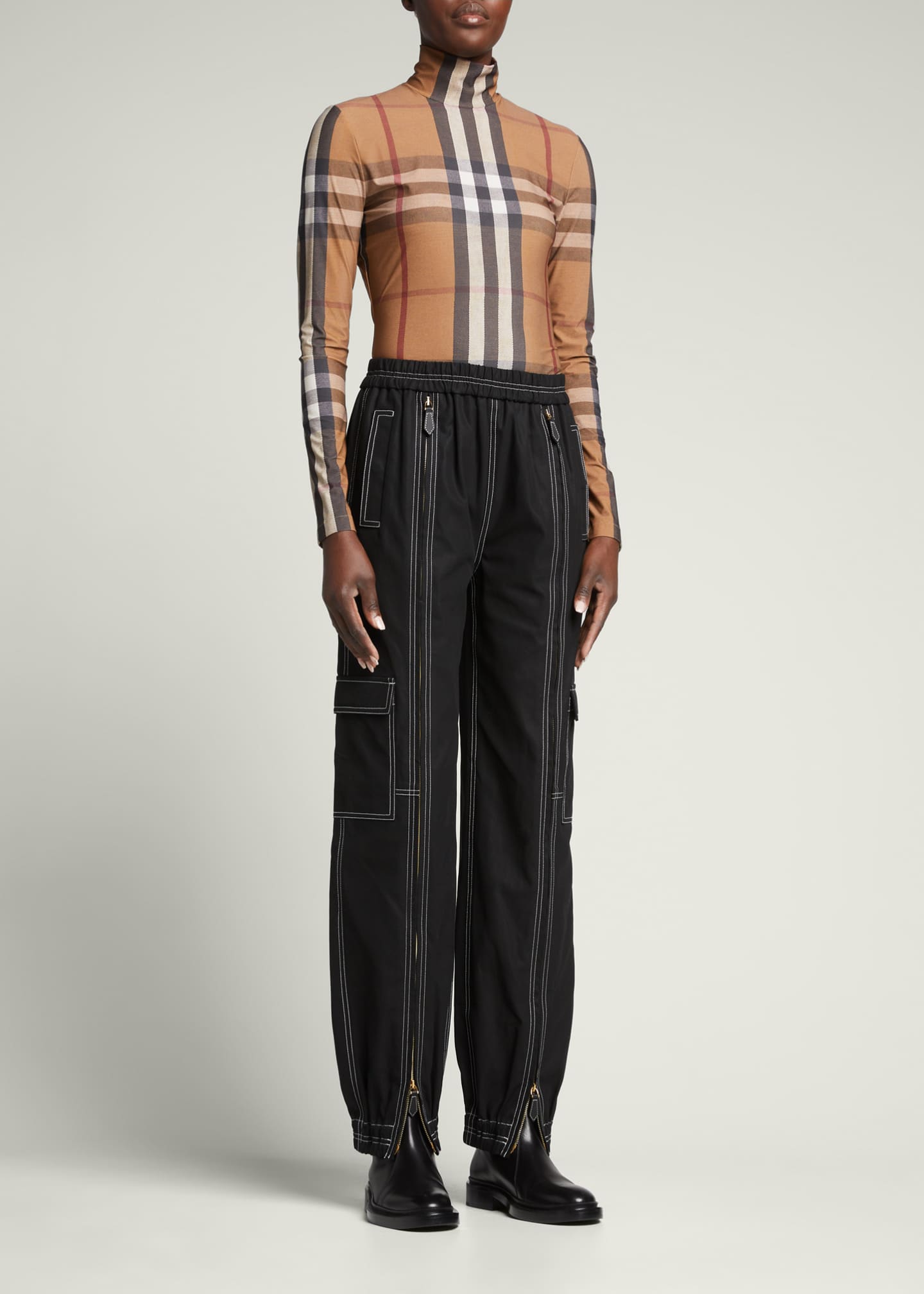 Burberry Emery Check Turtleneck Top - Bergdorf Goodman