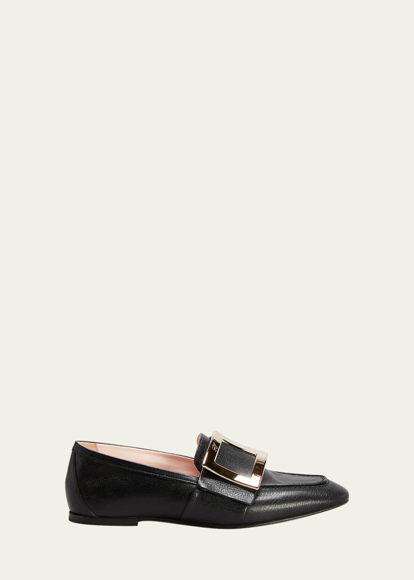 Roger Vivier 10mm Leather Buckle Flat Loafers - Bergdorf Goodman