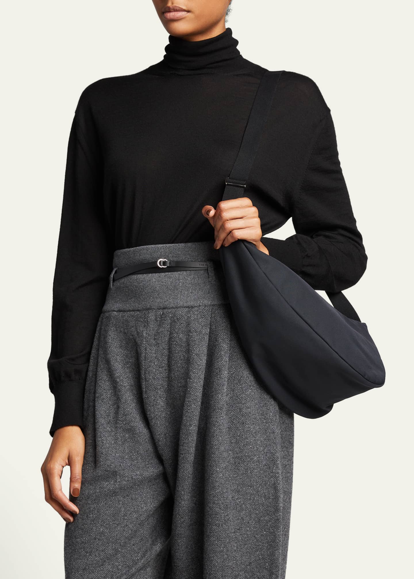 The Row Slouchy Banana Two Bag in Black Pld
