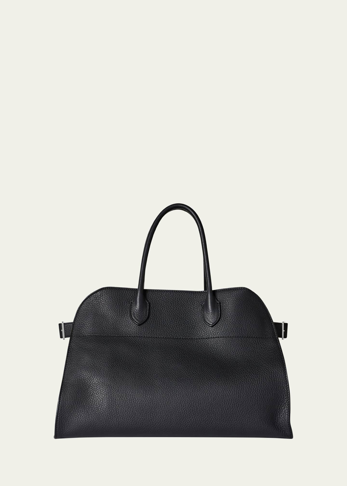 The Row Lux Satchel Leather Tote In Black