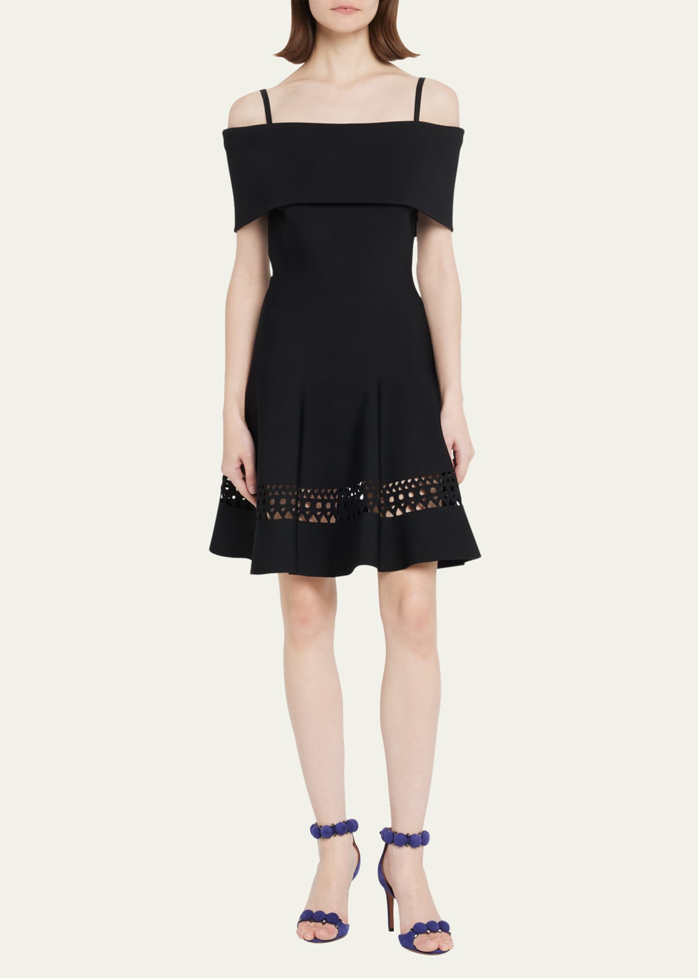 ALAIA Bombe Stud Suede Ankle-Wrap High-Heel Sandals Image 3 of 5