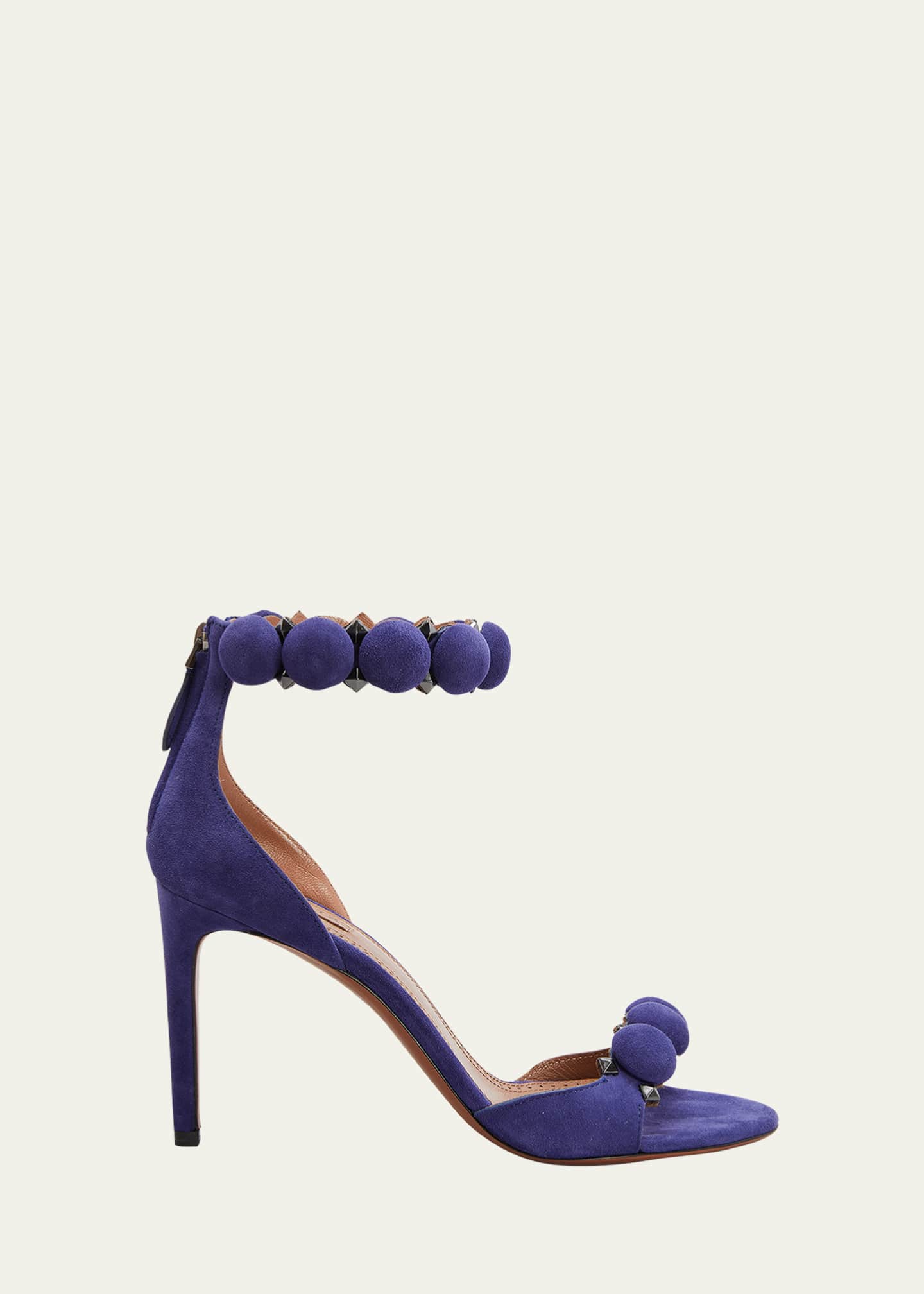 ALAIA Bombe Stud Suede Ankle-Wrap High-Heel Sandals Image 1 of 5
