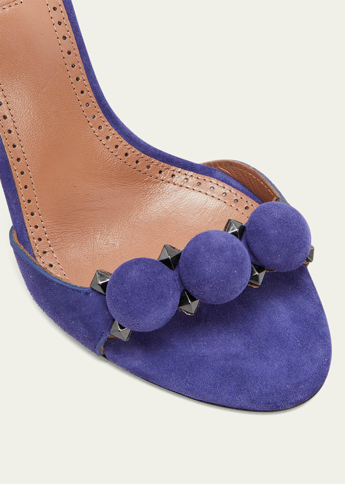 ALAIA Bombe Stud Suede Ankle-Wrap High-Heel Sandals Image 5 of 5