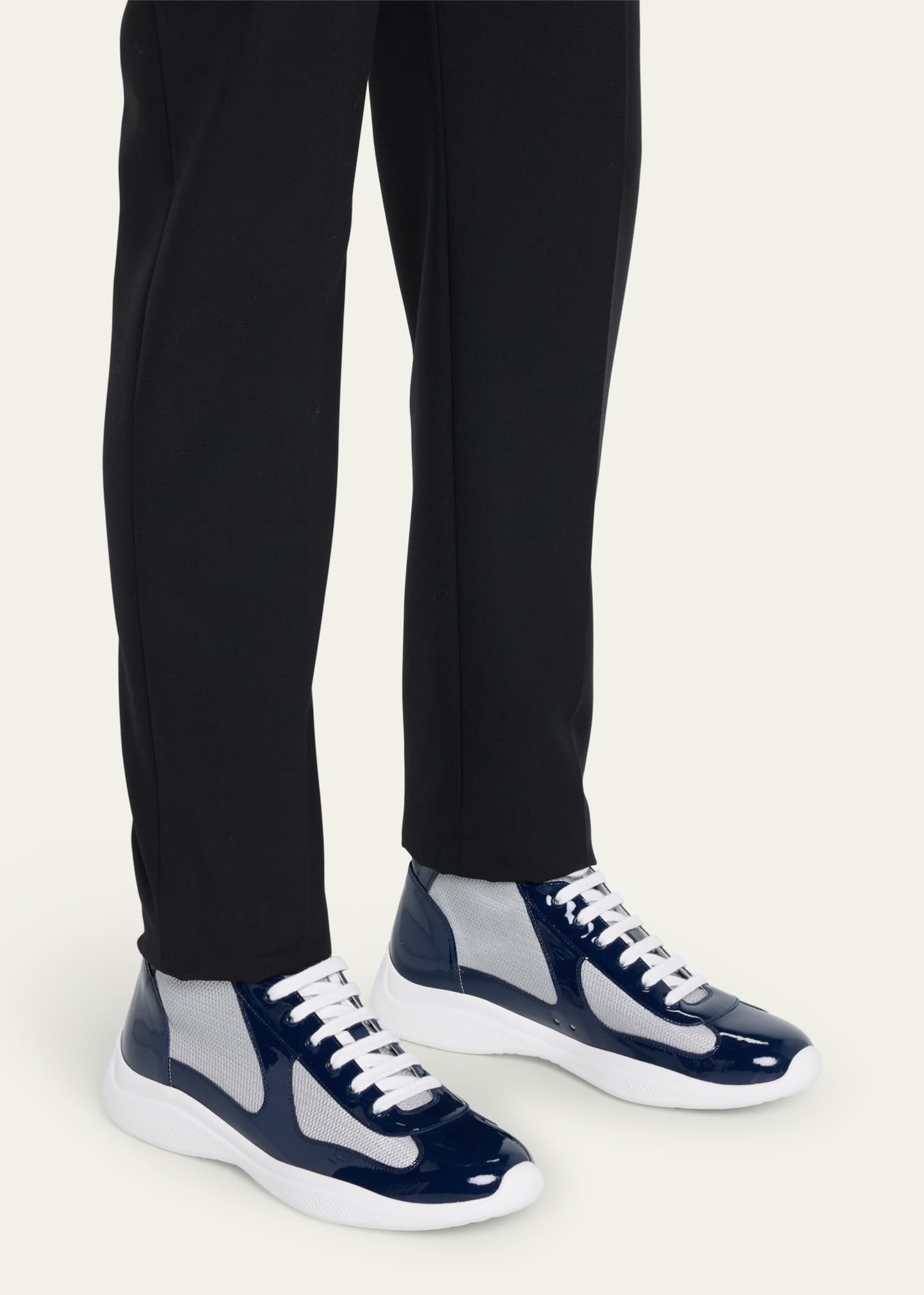 Prada Men s America s Cup Patent Leather High Top Sneakers