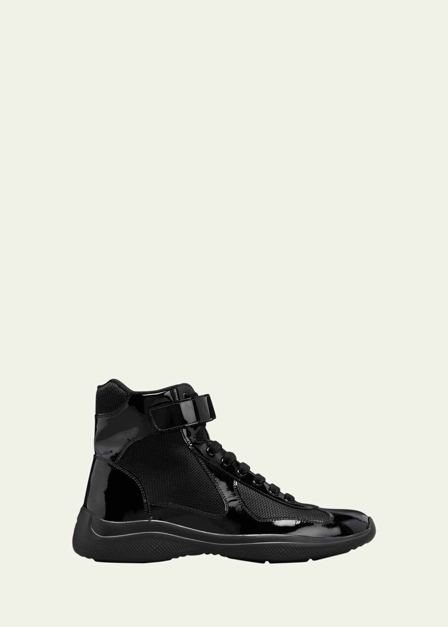 PRADA Men s America s Cup Patent Leather High Top Sneakers