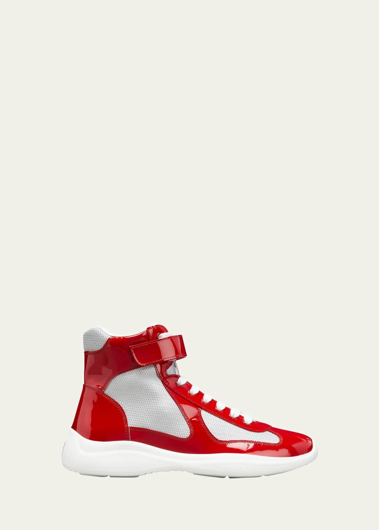Prada Men s America s Cup Patent Leather High Top Sneakers
