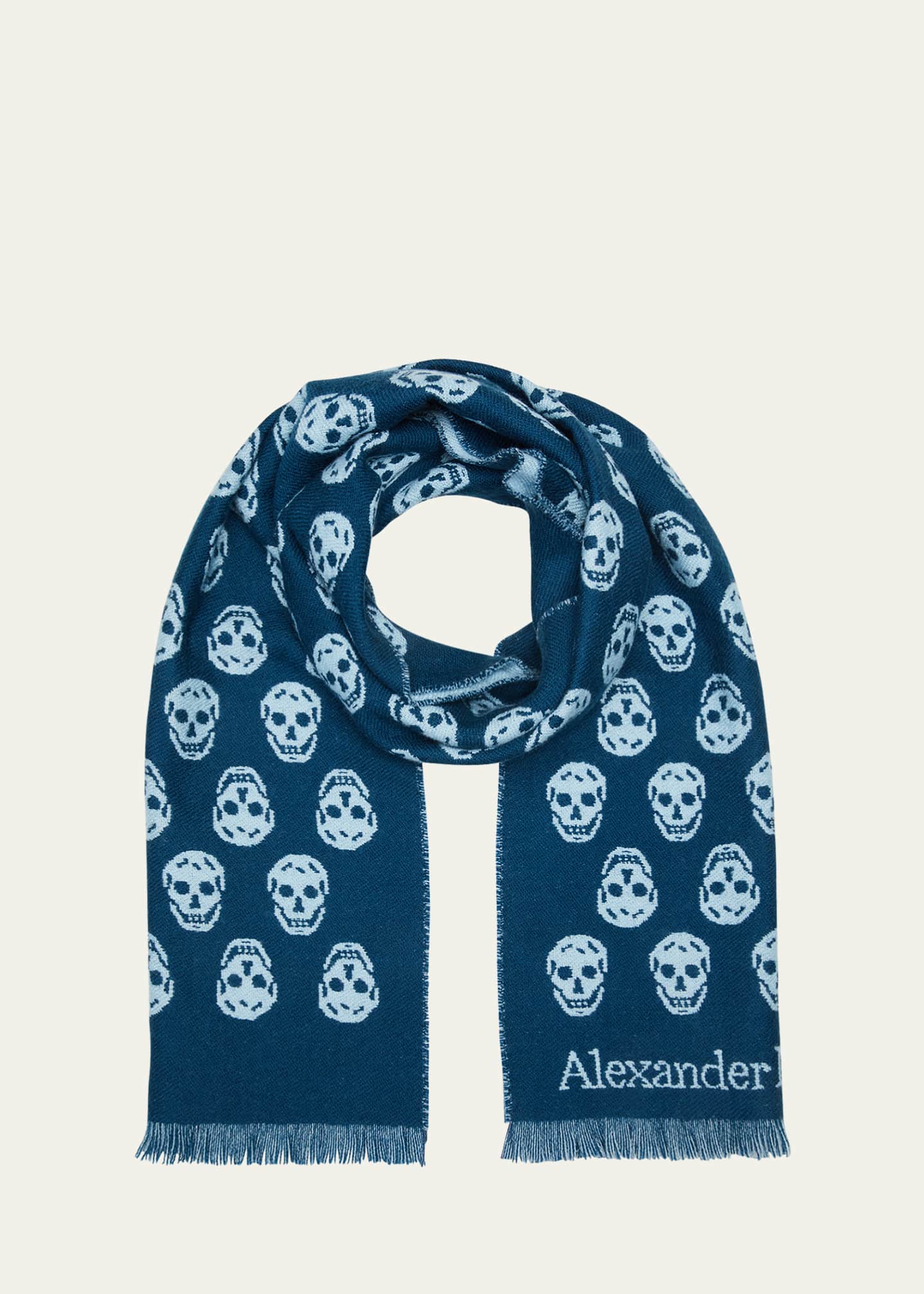 Alexander McQueen Skull-Print Wool Scarf