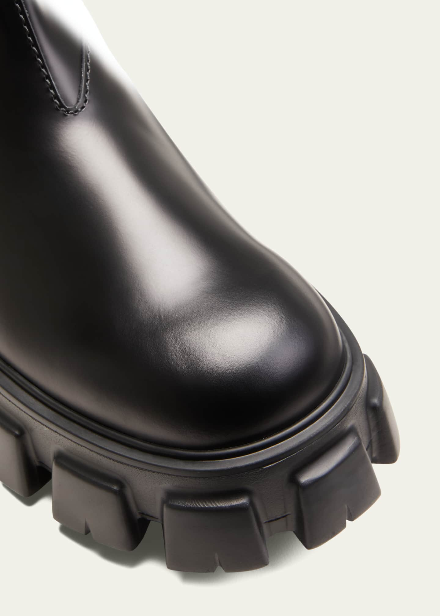 Prada Men's Monolith Brushed Leather Chelsea Boots