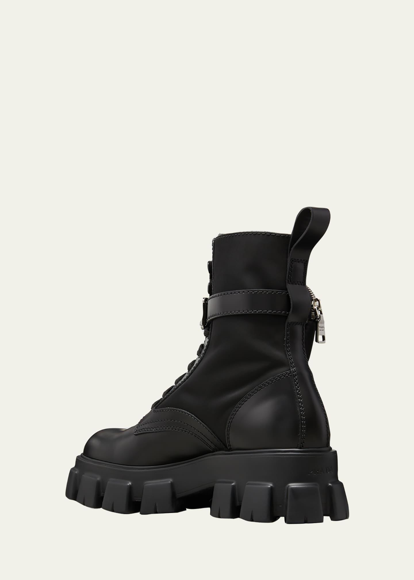 Prada Men's Re-Nylon & Leather Zip Pocket Combat Boots - Bergdorf Goodman