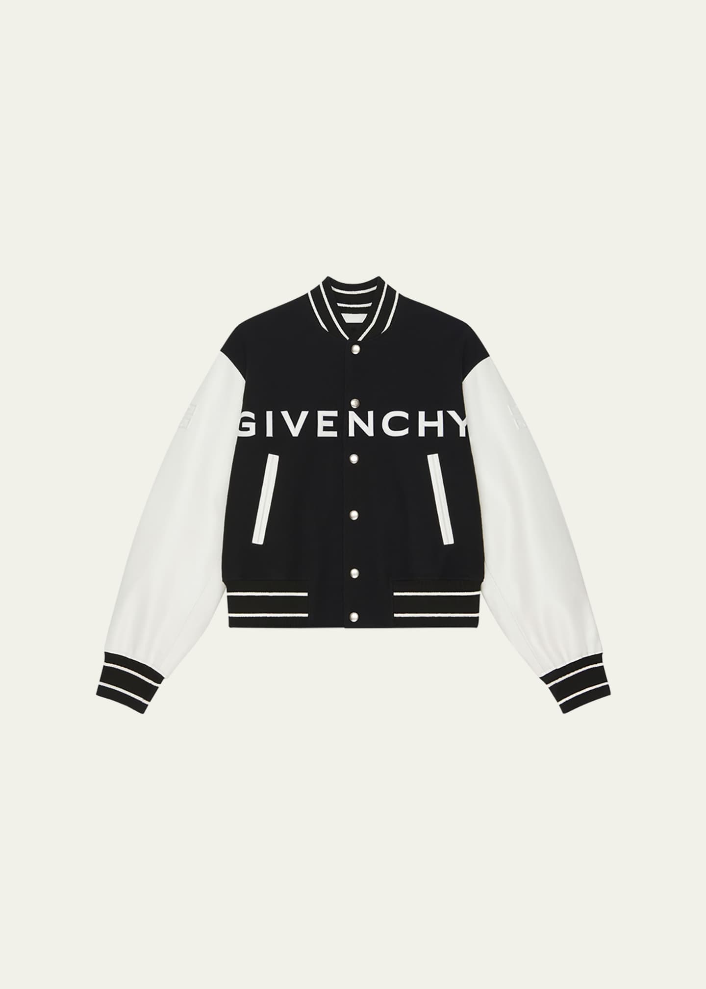 Givenchy Men s Wool Leather Logo Varsity Jacket Bergdorf Goodman
