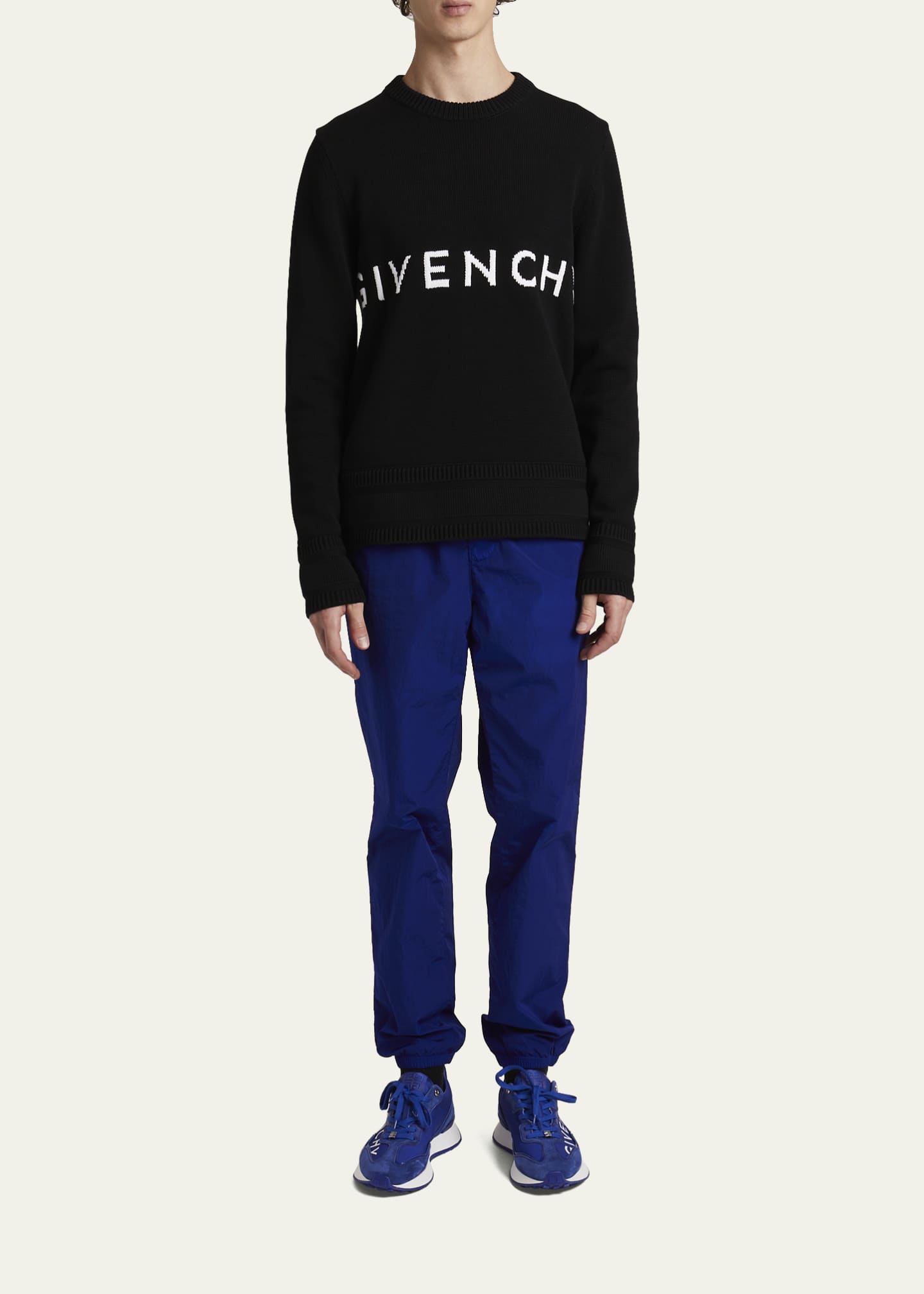 Shop Givenchy cotton large logo crew neck sweater