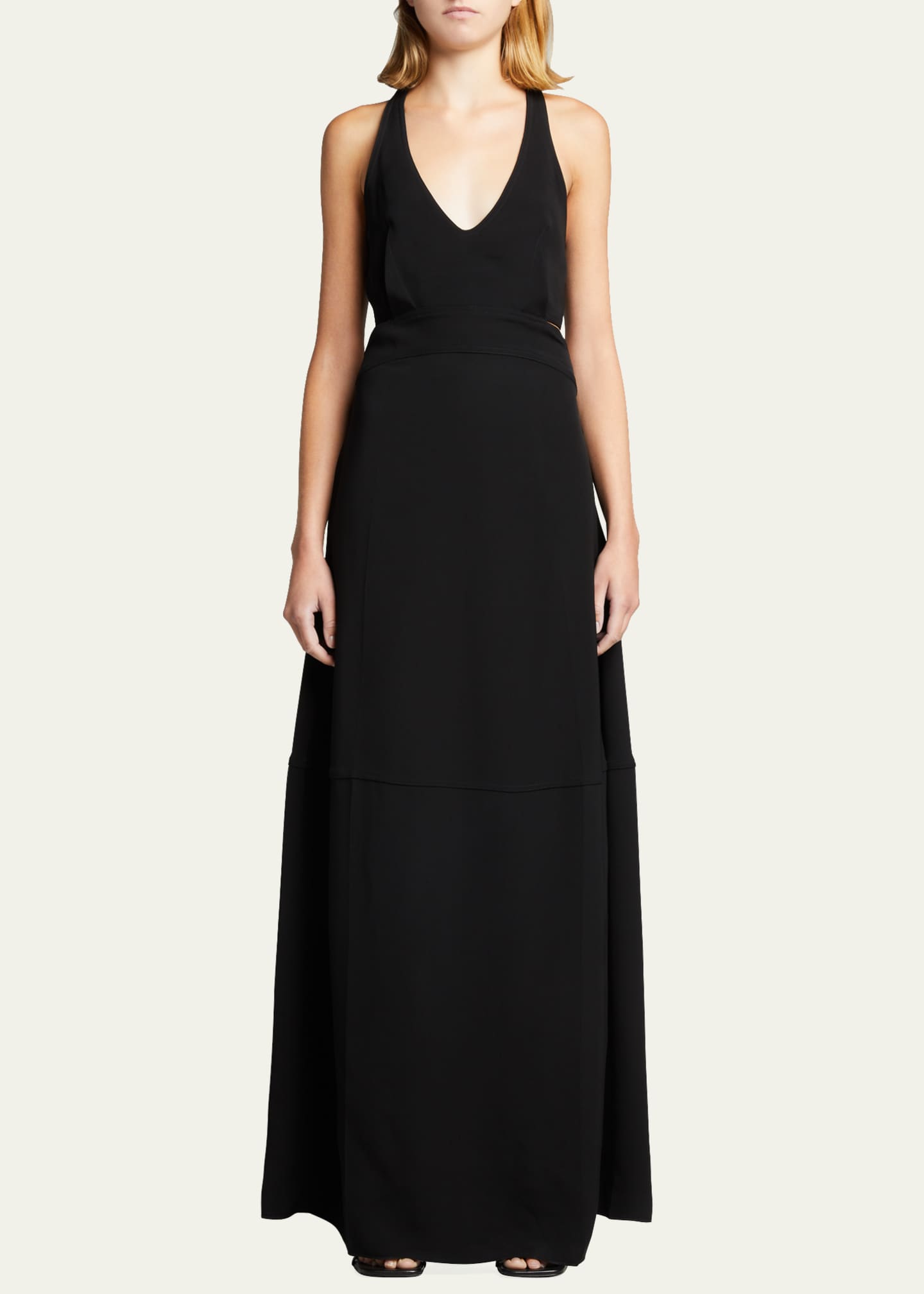 off the shoulder cross back gown