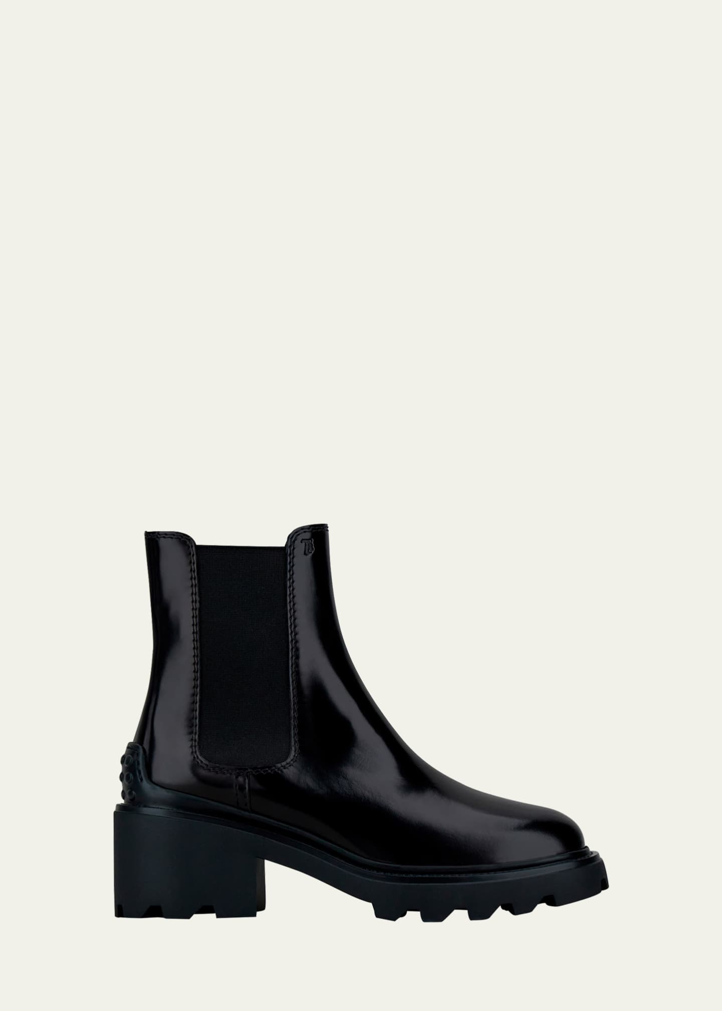 Tod's Shiny Leather Lug-Sole Chelsea Boots - Bergdorf Goodman