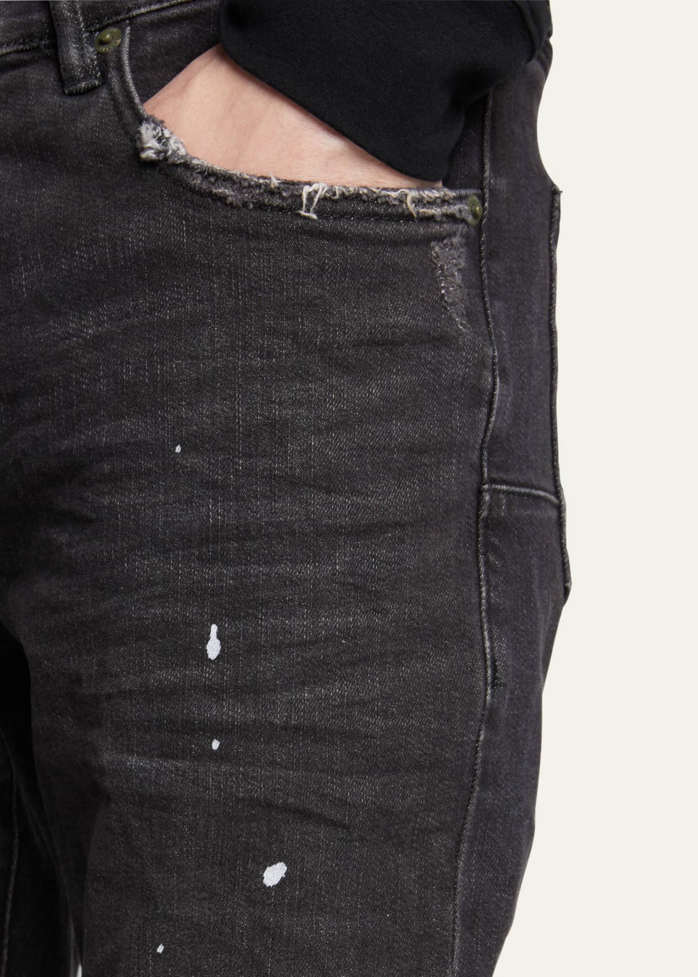 Distressed paint splatter jeans store