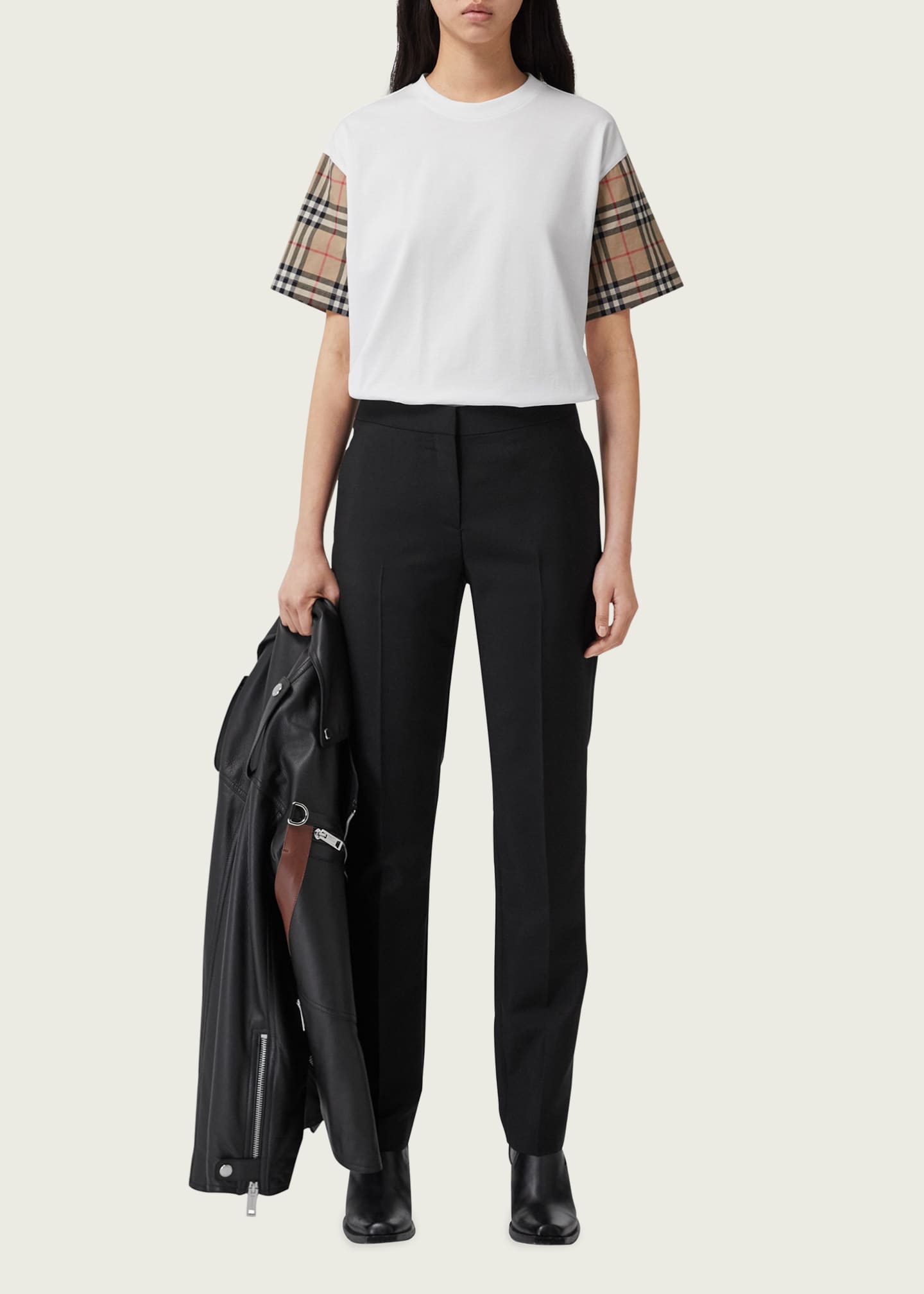 Women's burberry check outlet t shirt