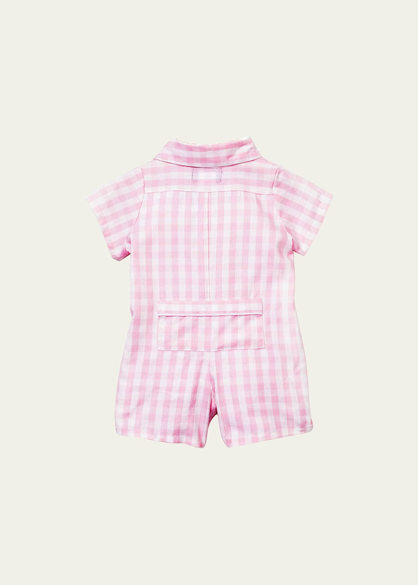 Petite Plume Girl's Short-Sleeve Gingham Romper, Size Newborn-24M Image 2 of 2