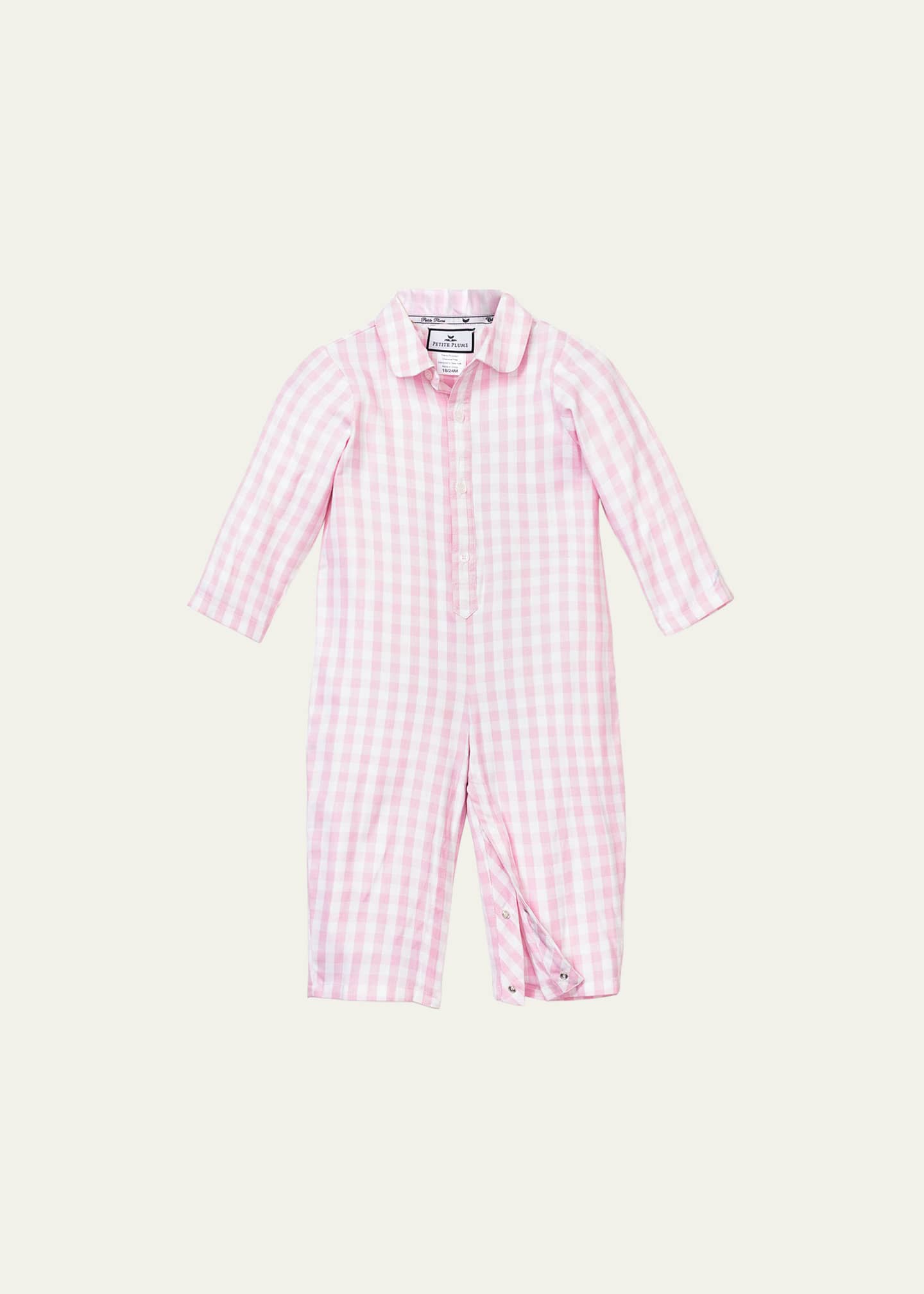 Petite Plume Girl's Short-Sleeve Gingham Romper, Size Newborn-24M Image 1 of 2