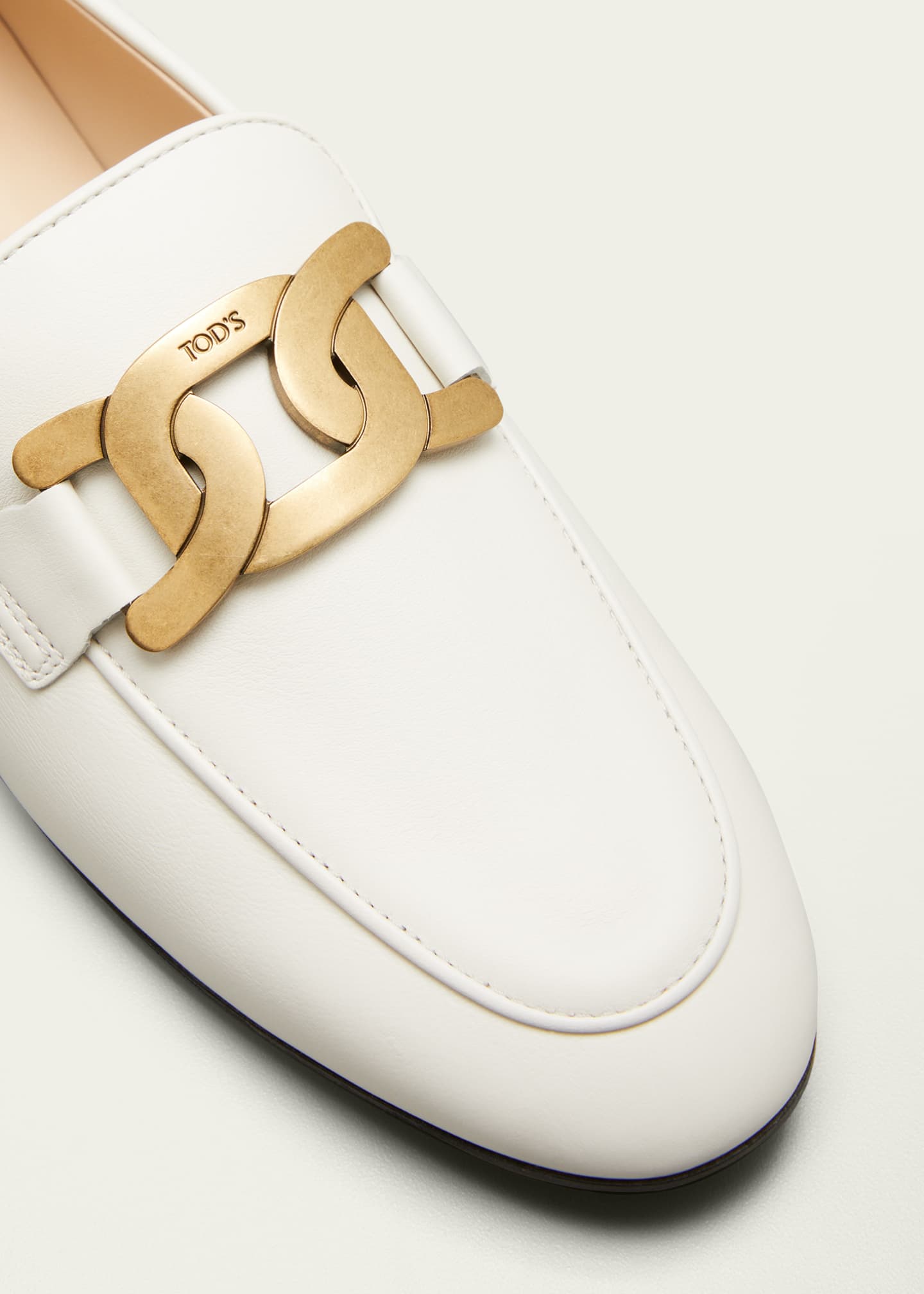 Tod's Kate Chain Calfskin Flat Loafers Image 3 of 4