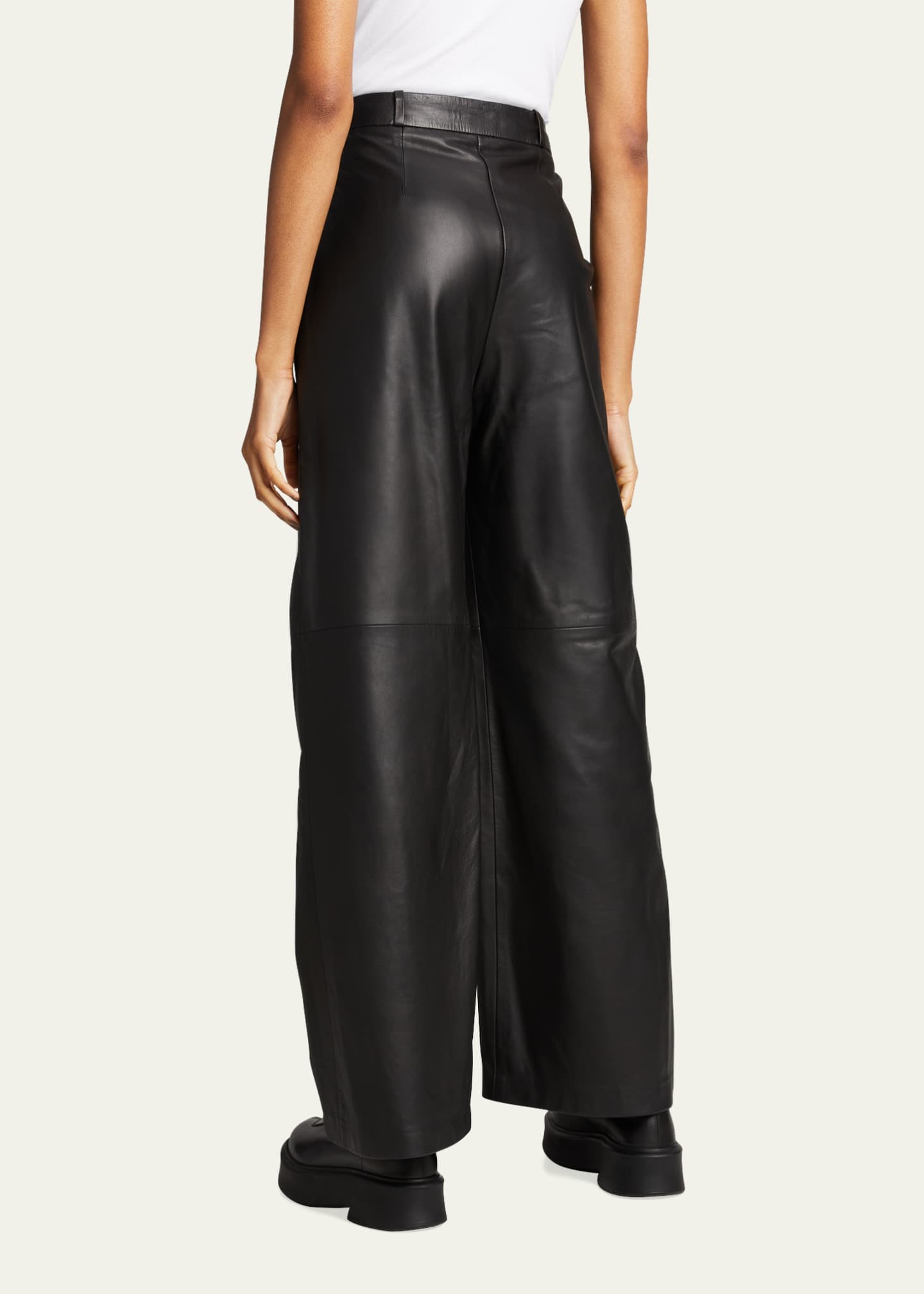 STUDIO ID GUIDO TROUSERS - Leather trousers - black/black 