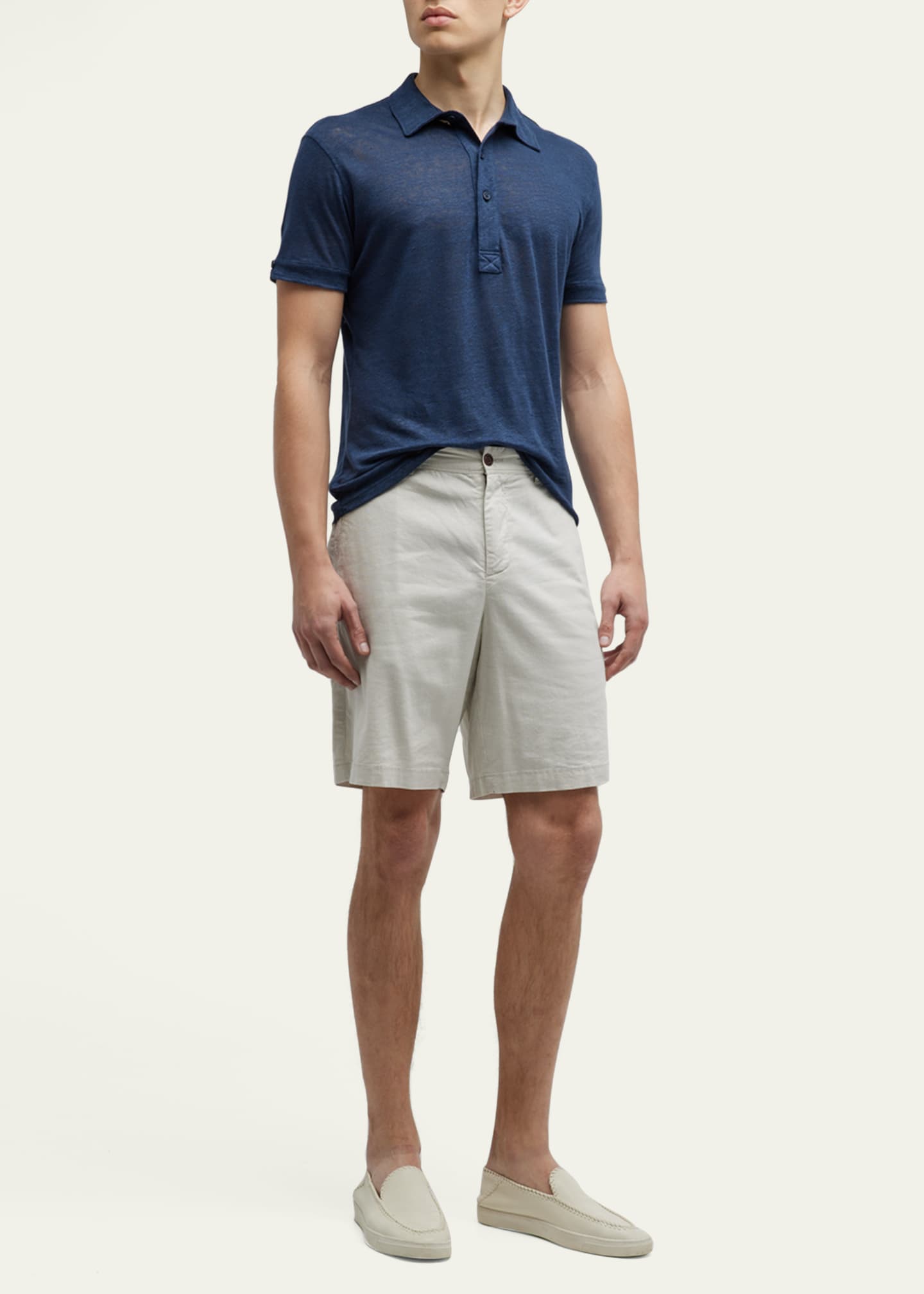 Orlebar Brown Men's Sebastian Linen Polo Shirt Image 2 of 5