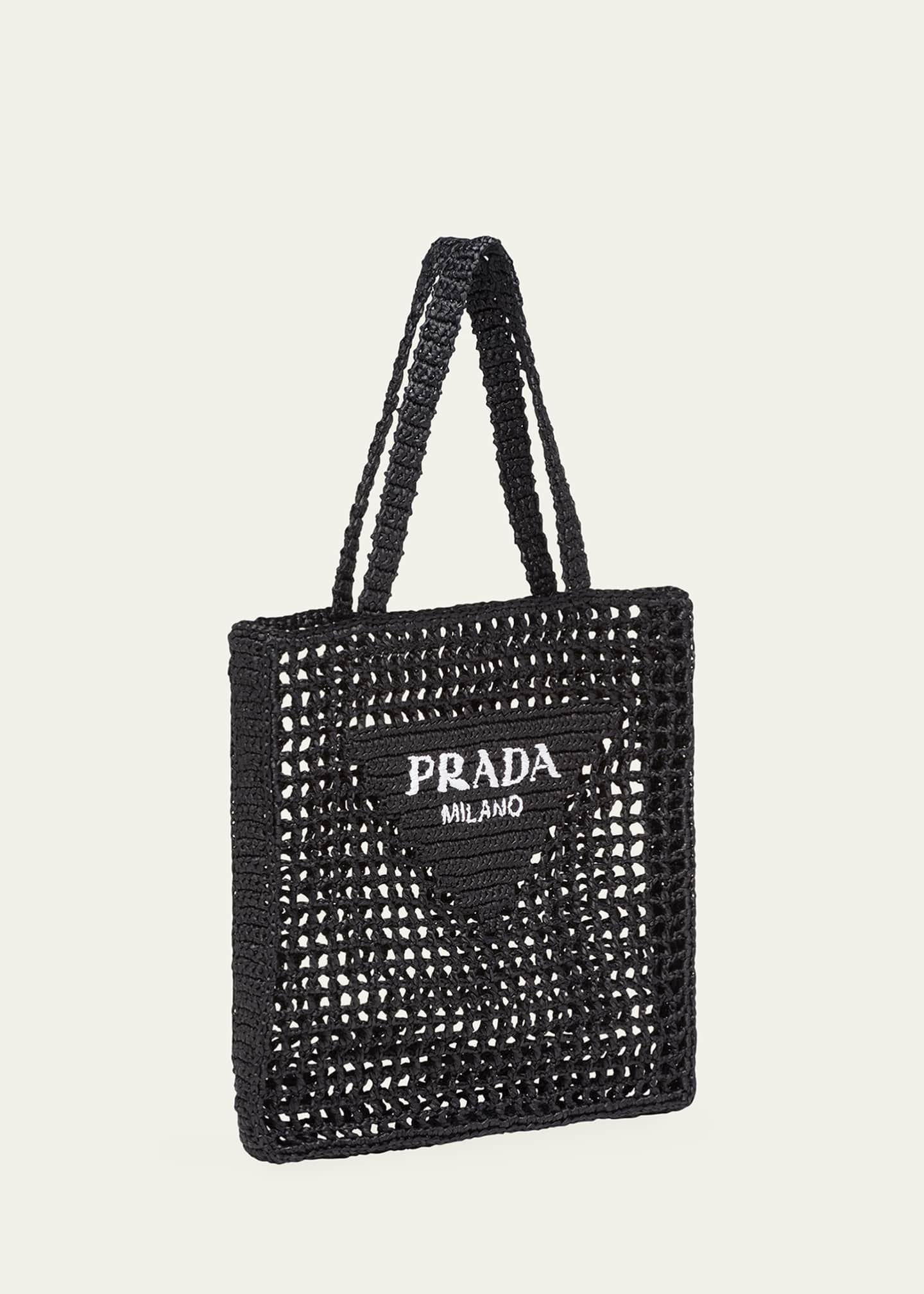 Prada Logo Checkered Raffia Tote Bag - Bergdorf Goodman